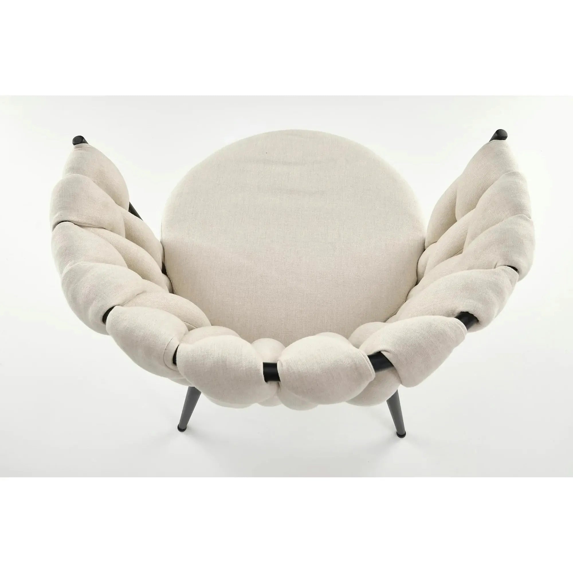 Scaun dining modern K516, bej/negru, stofa clasica/otel, 57x60x79 cm