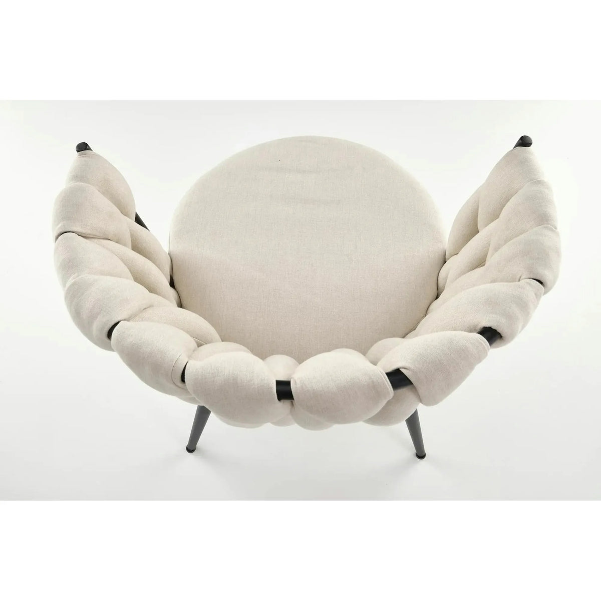 Scaun dining modern K516, bej/negru, stofa clasica/otel, 57x60x79 cm