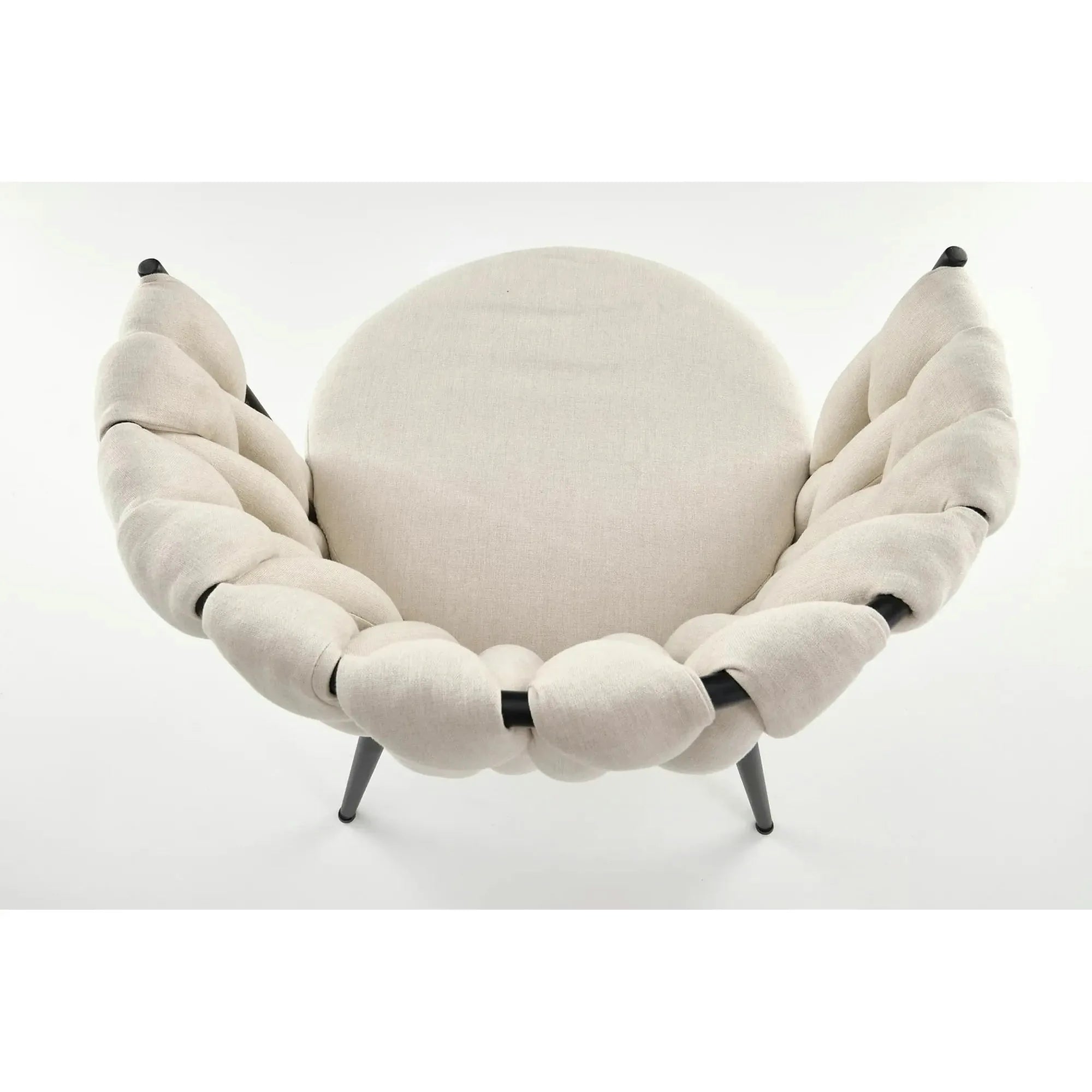 Scaun dining modern K516, bej/negru, stofa clasica/otel, 57x60x79 cm