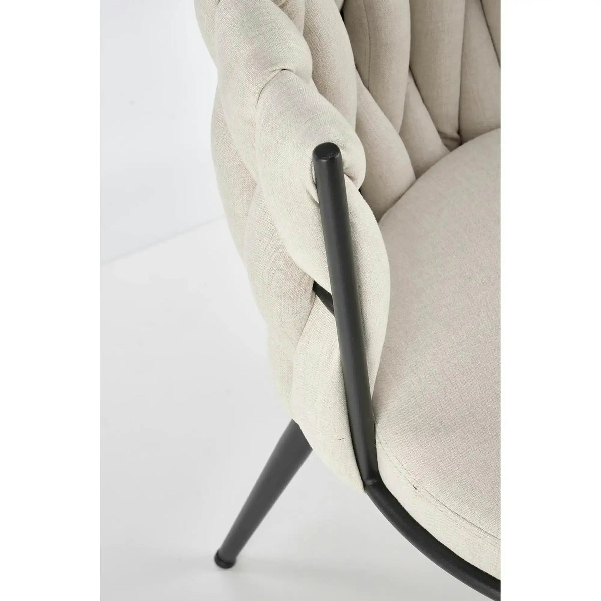 Scaun dining modern K516, bej/negru, stofa clasica/otel, 57x60x79 cm