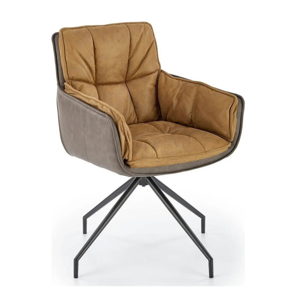 Scaun dining modern K523, maro/negru, stofa/piele ecologica, 61x61x85 cm