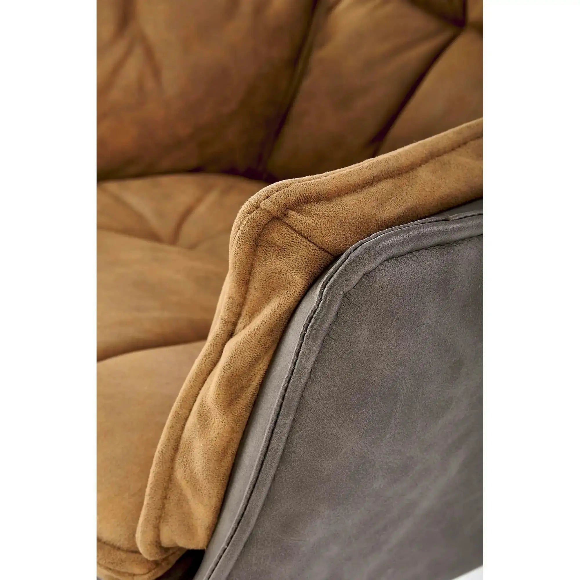 Scaun dining modern K523, maro/negru, stofa/piele ecologica, 61x61x85 cm