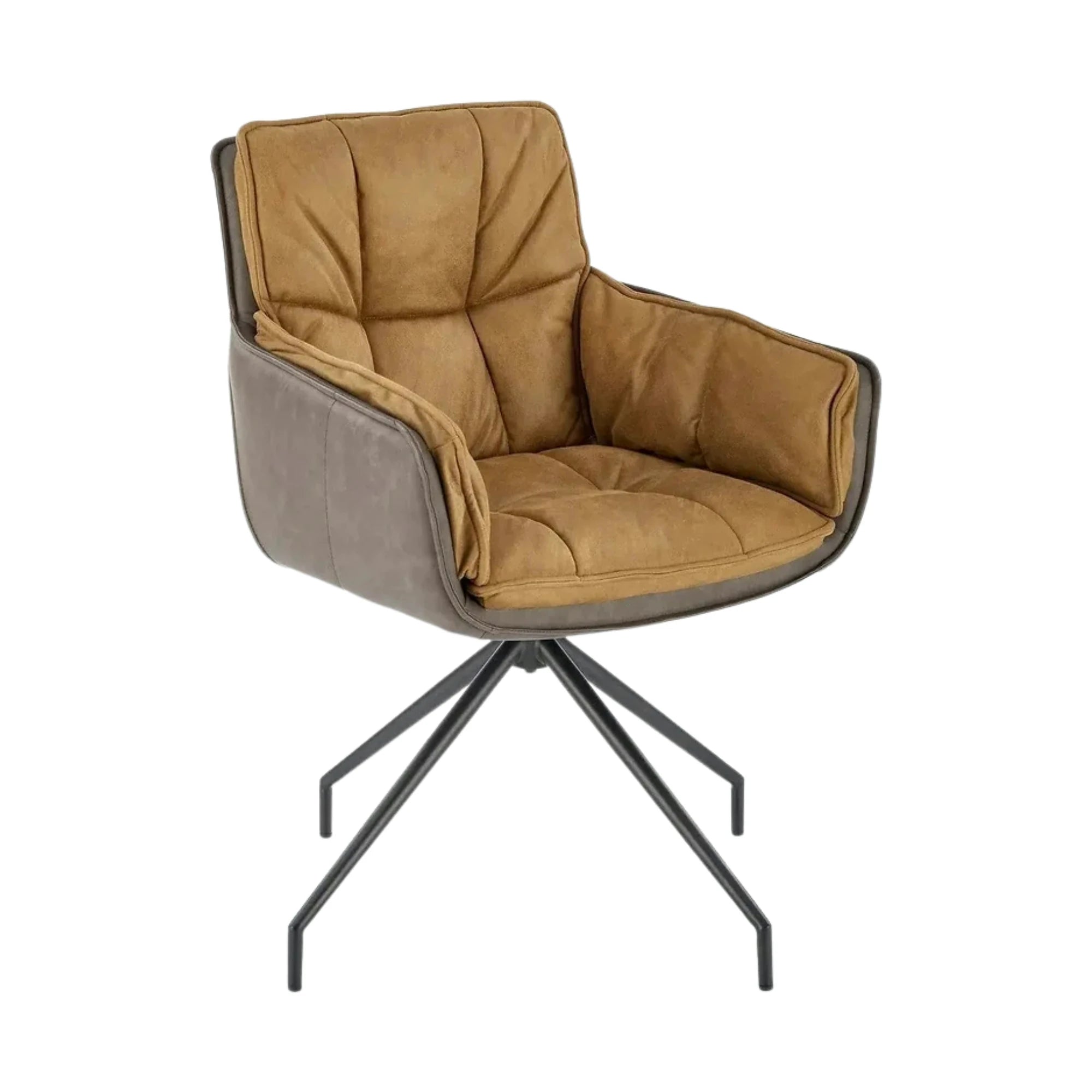 Scaun dining modern K523, maro/negru, stofa/piele ecologica, 61x61x85 cm