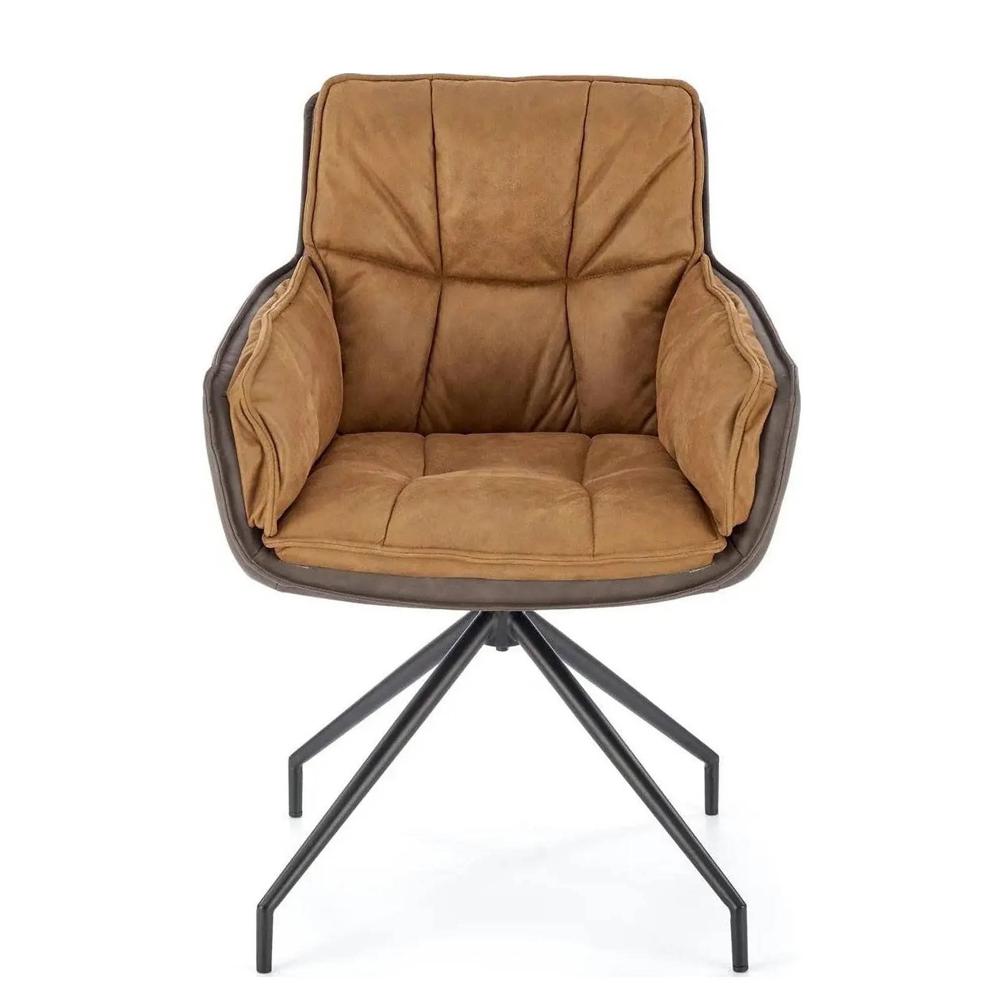 Scaun dining modern K523, maro/negru, stofa/piele ecologica, 61x61x85 cm