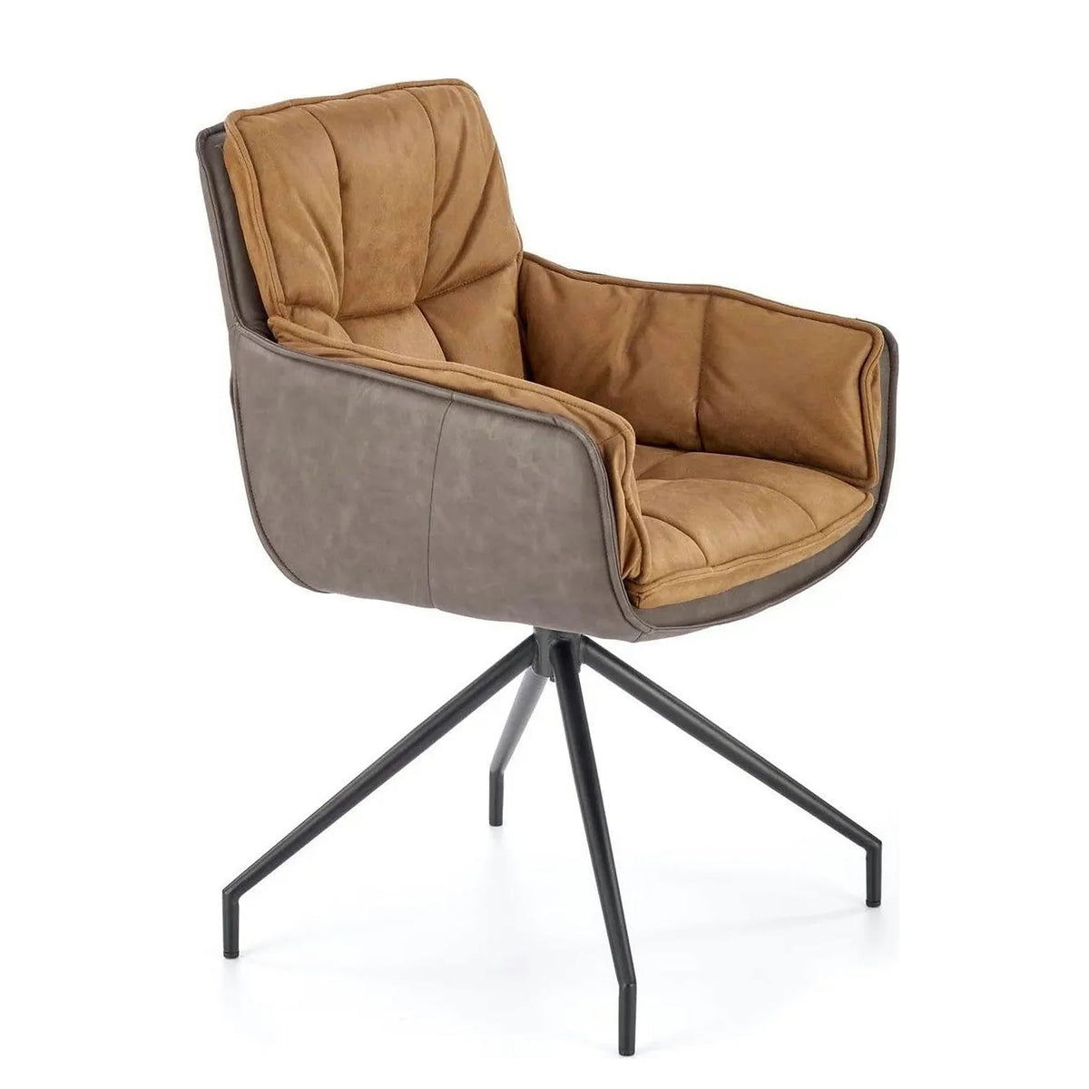 Scaun dining modern K523, maro/negru, stofa/piele ecologica, 61x61x85 cm