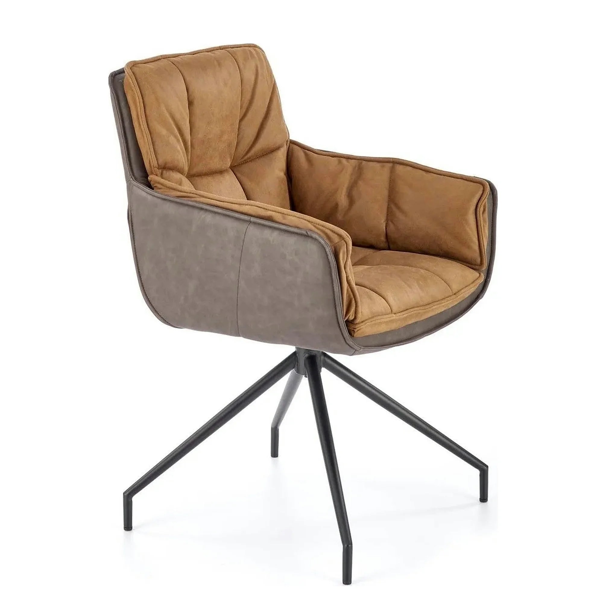 Scaun dining modern K523, maro/negru, stofa/piele ecologica, 61x61x85 cm