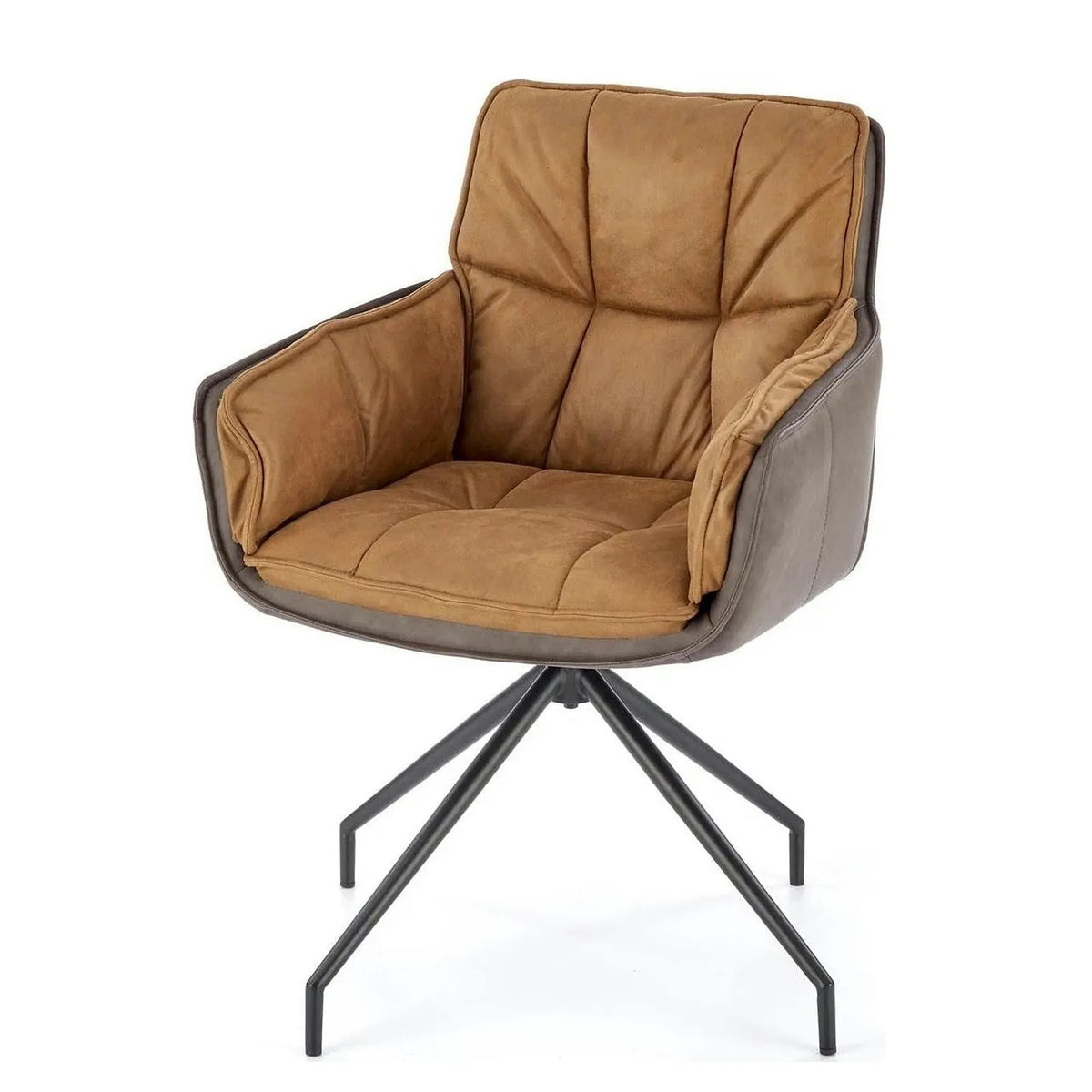 Scaun dining modern K523, maro/negru, stofa/piele ecologica, 61x61x85 cm