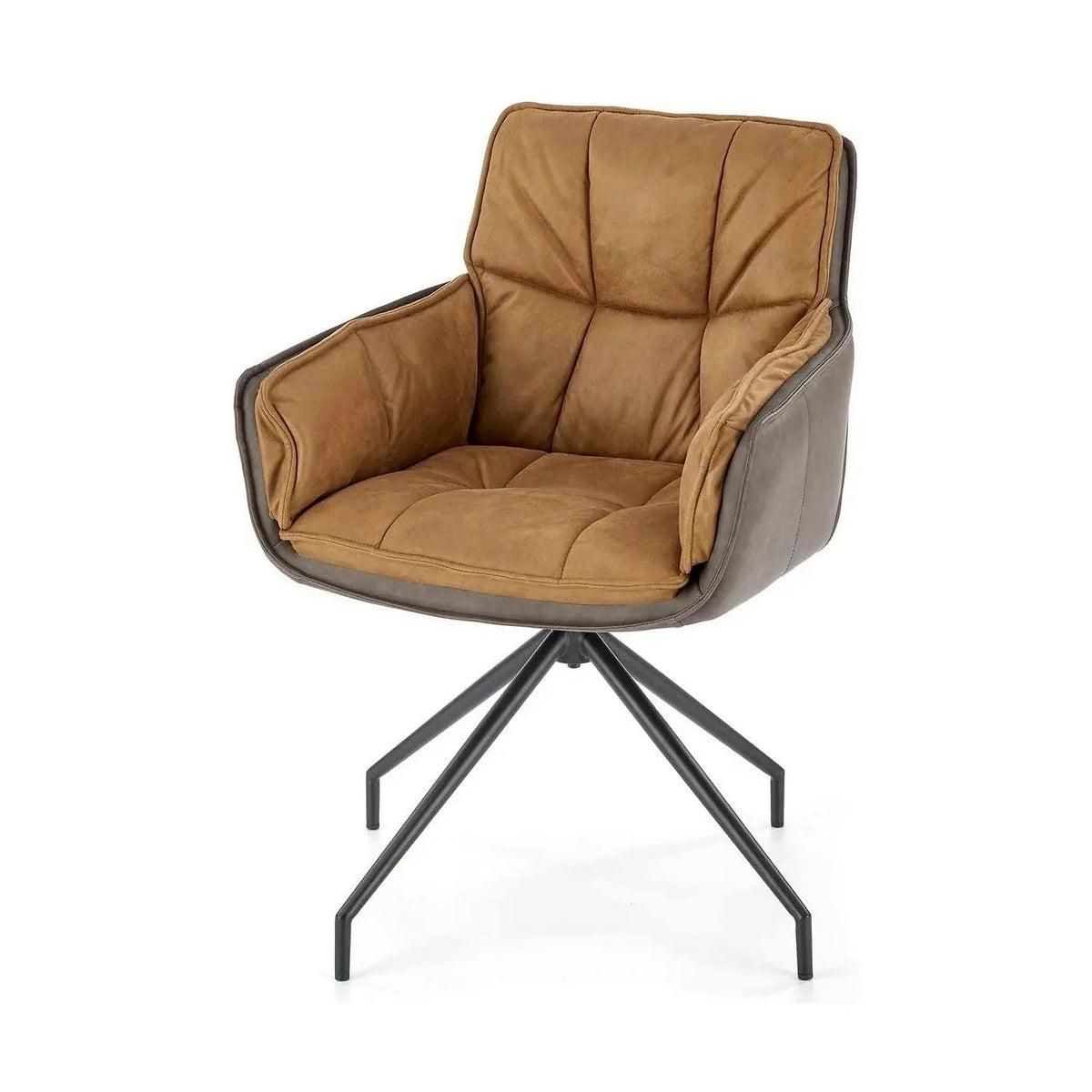 Scaun dining modern K523, maro/negru, stofa/piele ecologica, 61x61x85 cm