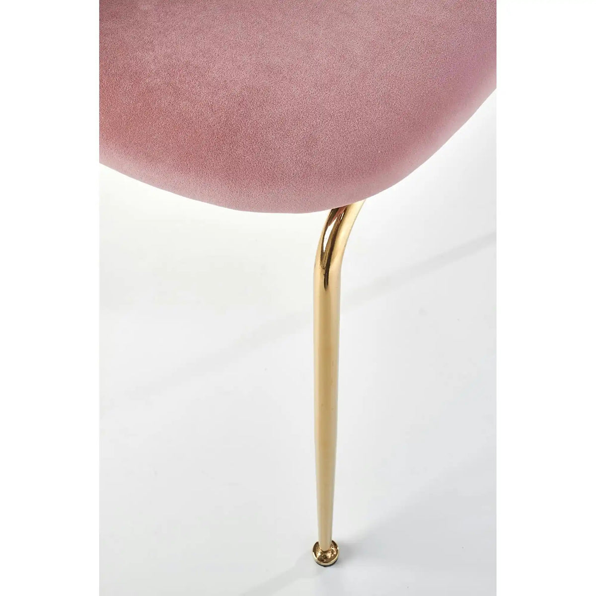 Scaun dining roz K385, roz deschis/auriu, stofa catifelata/metal, 54x59x88 cm