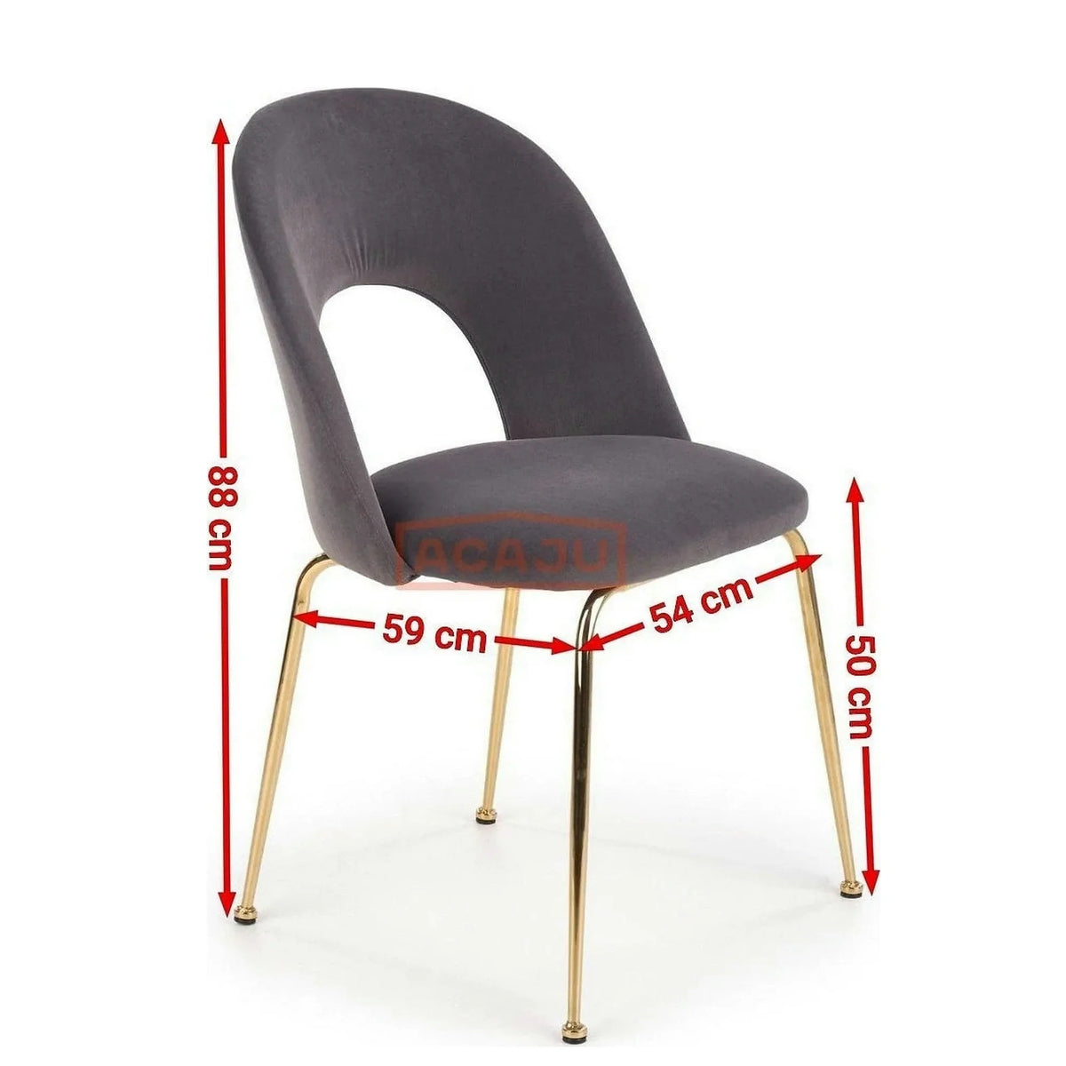 Scaun dining roz K385, roz deschis/auriu, stofa catifelata/metal, 54x59x88 cm