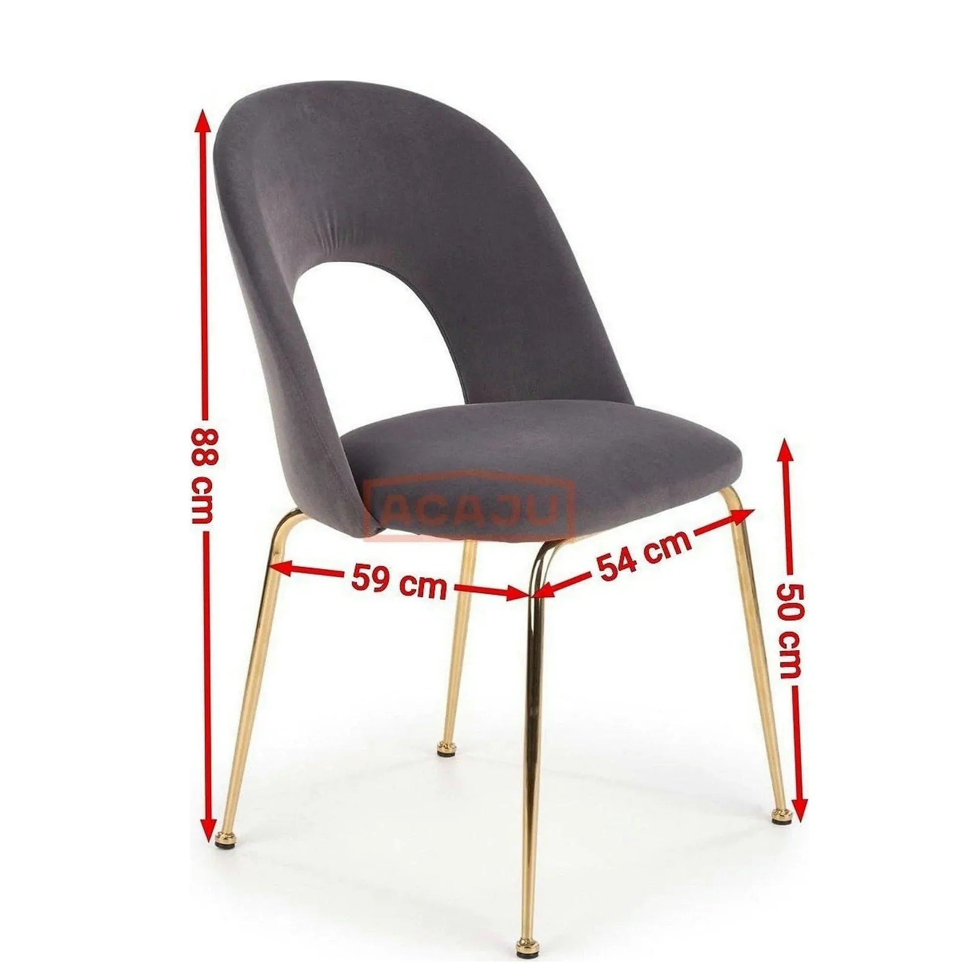 Scaun dining roz K385, roz deschis/auriu, stofa catifelata/metal, 54x59x88 cm