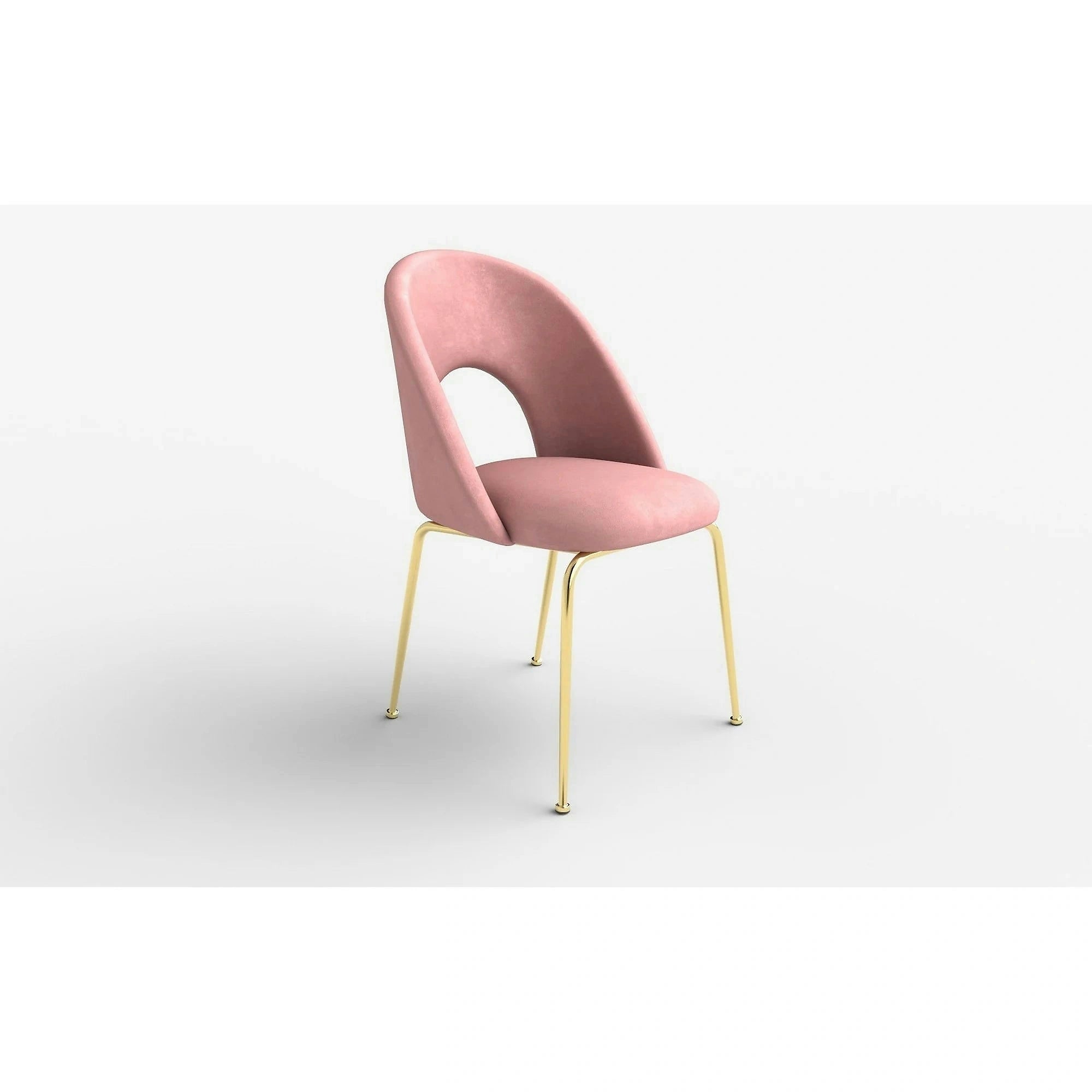 Scaun dining roz K385, roz deschis/auriu, stofa catifelata/metal, 54x59x88 cm