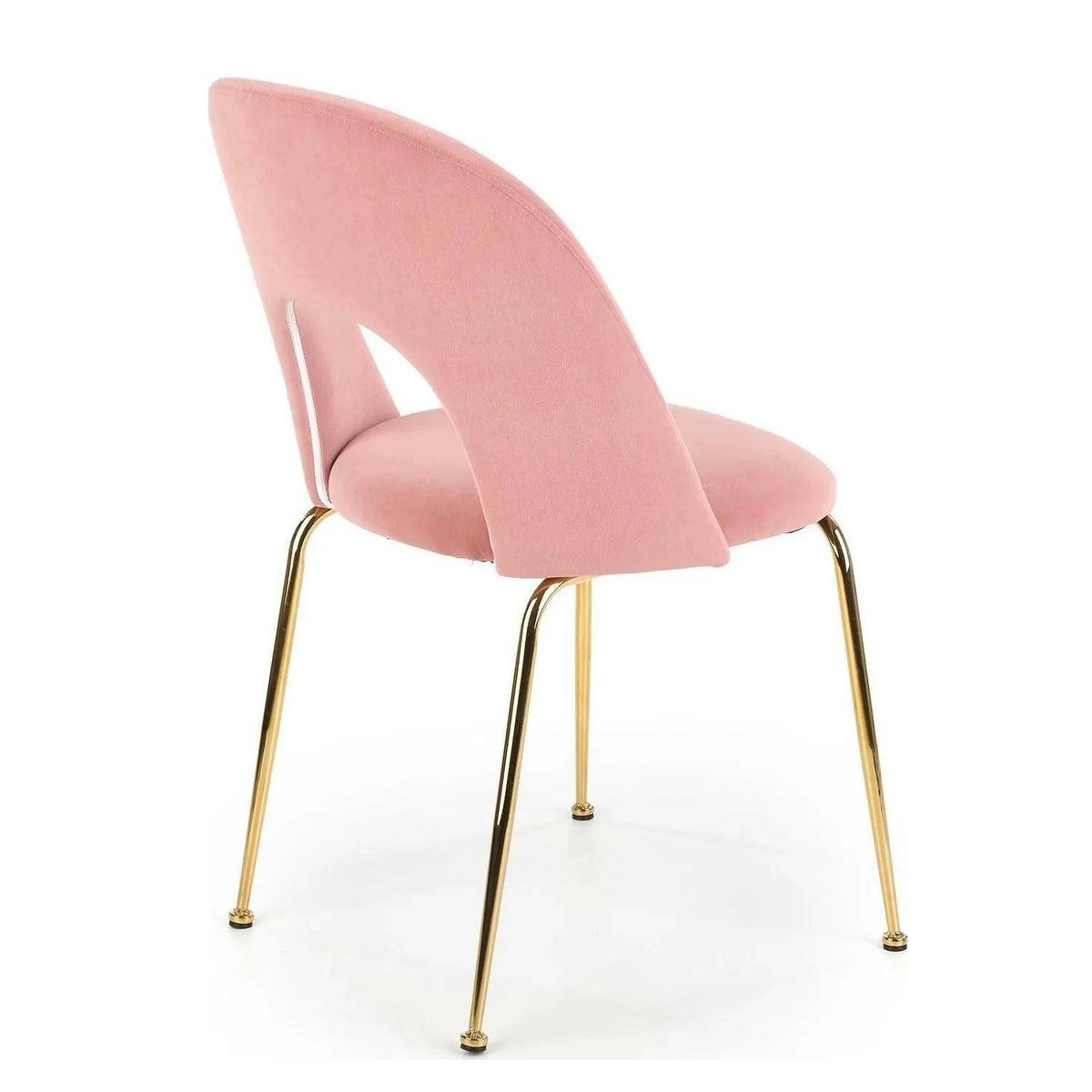 Scaun dining roz K385, roz deschis/auriu, stofa catifelata/metal, 54x59x88 cm