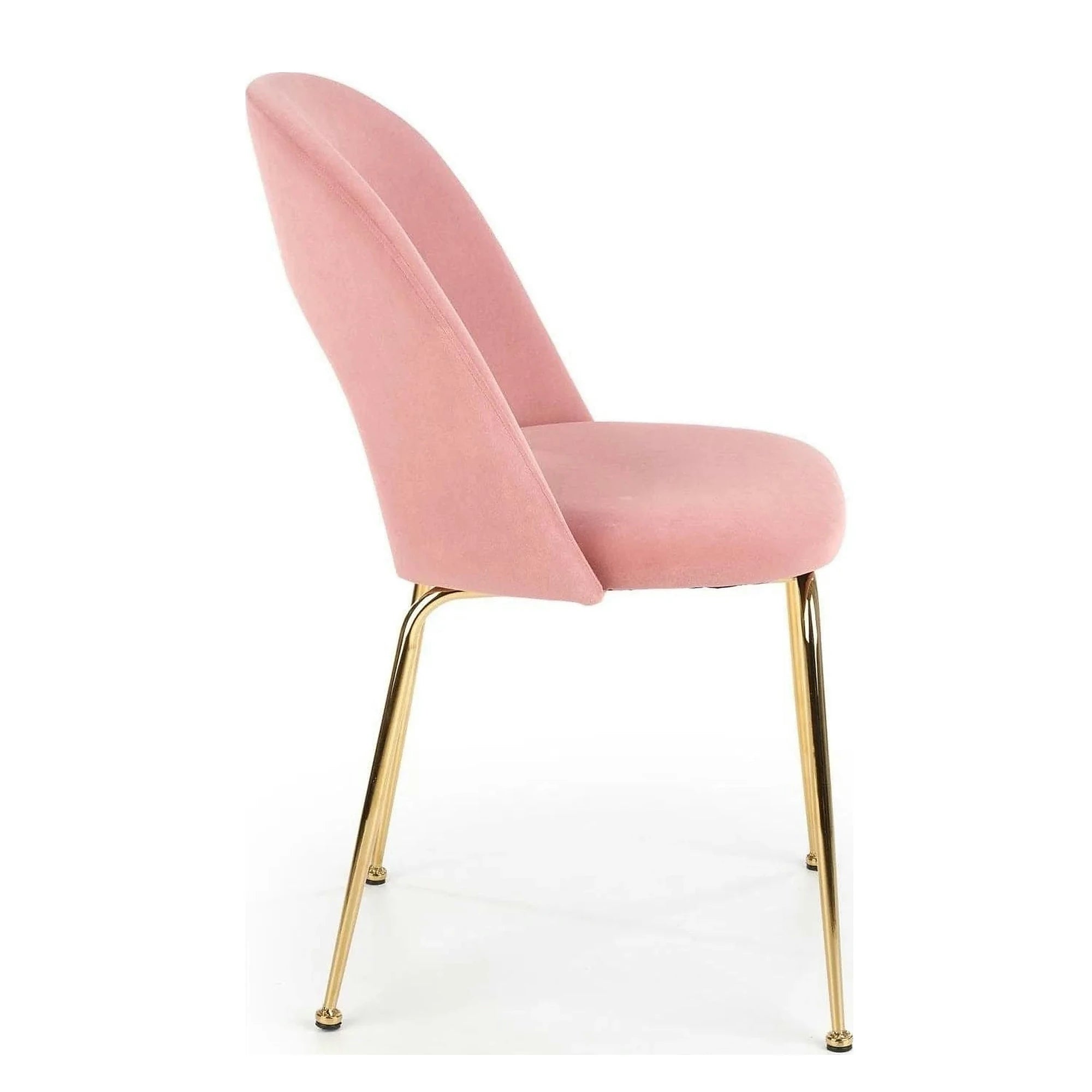 Scaun dining roz K385, roz deschis/auriu, stofa catifelata/metal, 54x59x88 cm