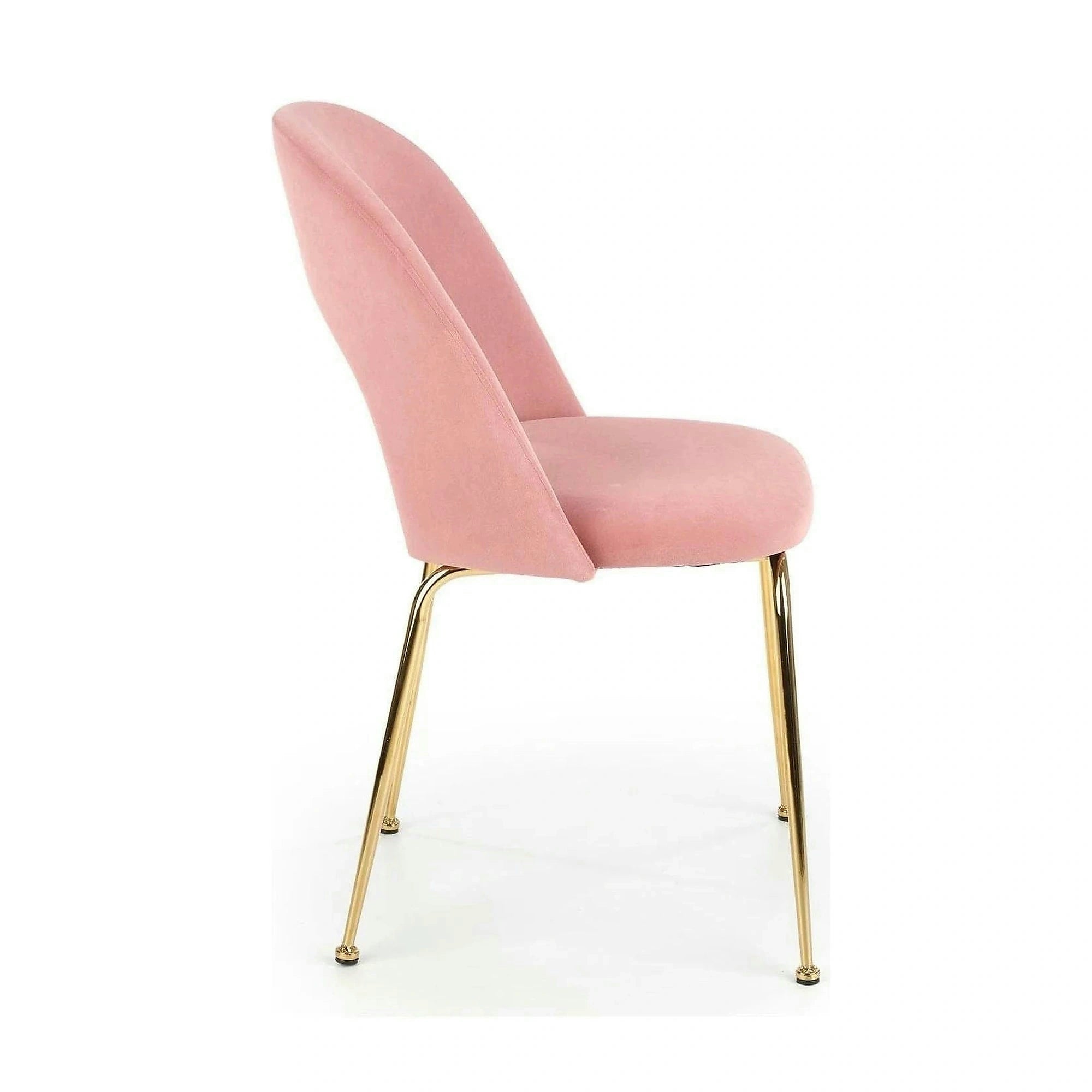 Scaun dining roz K385, roz deschis/auriu, stofa catifelata/metal, 54x59x88 cm