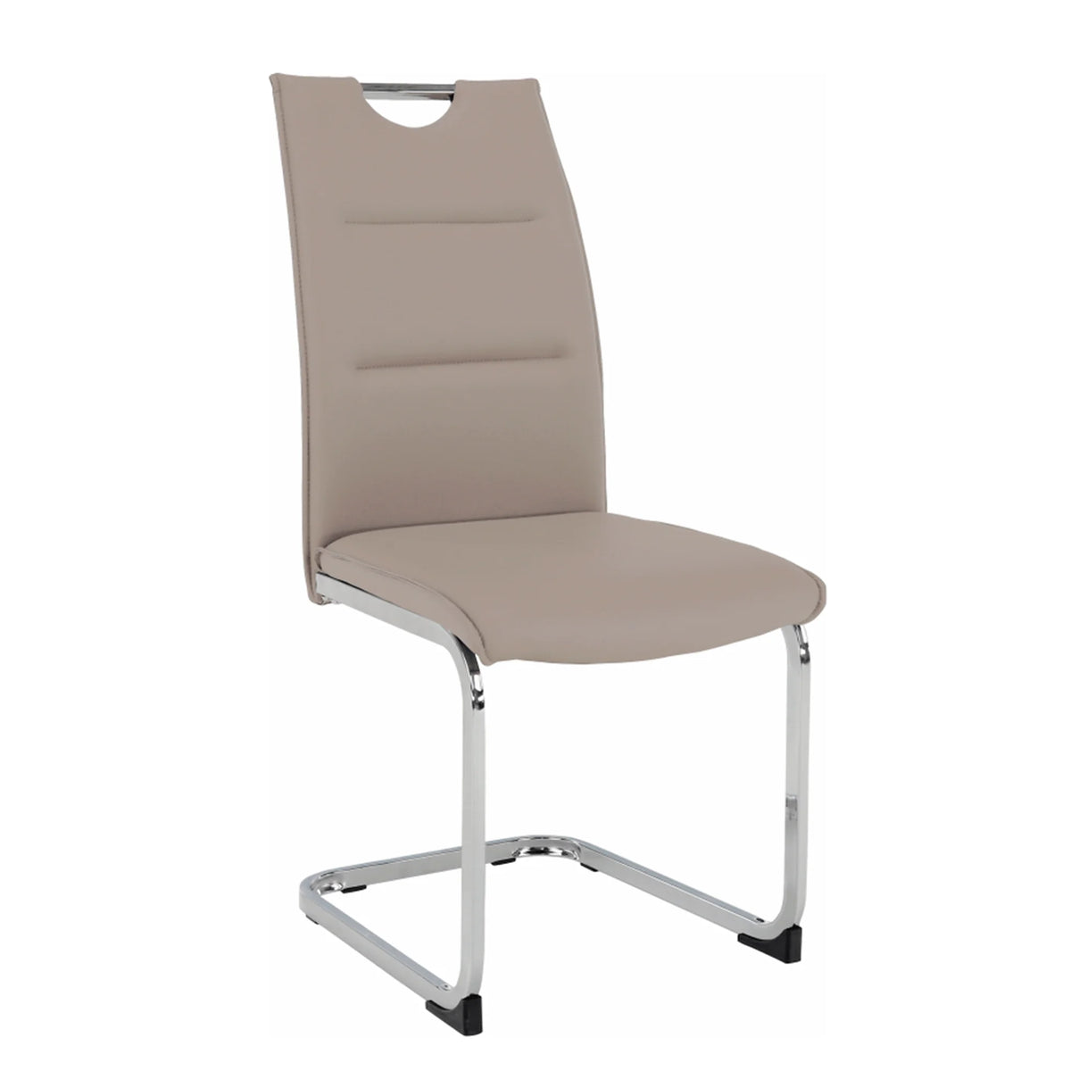 Scaun dining TOSENA, maro deschis/crom, piele ecologica/metal, 44x61x98 cm