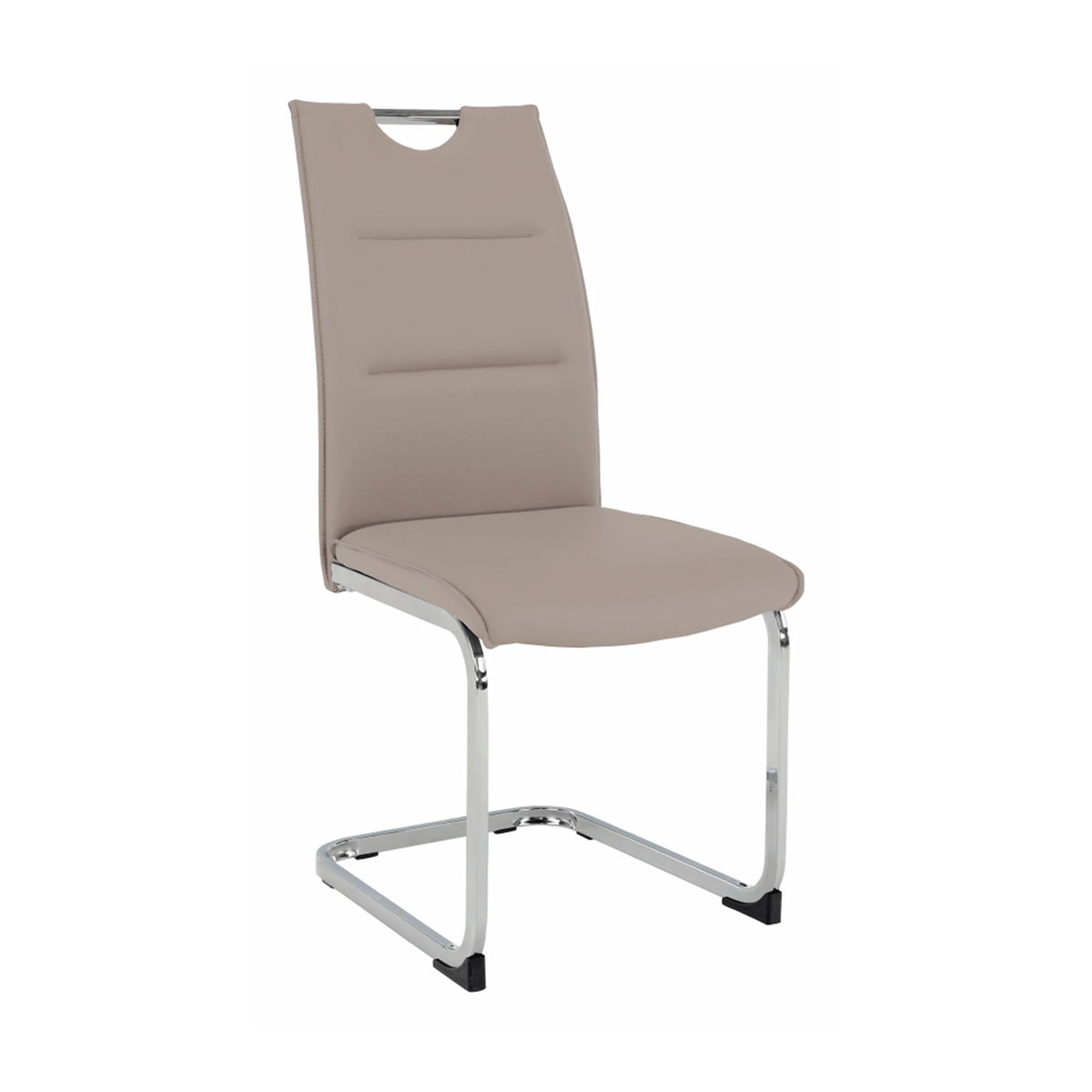 Scaun dining TOSENA, maro deschis/crom, piele ecologica/metal, 44x61x98 cm