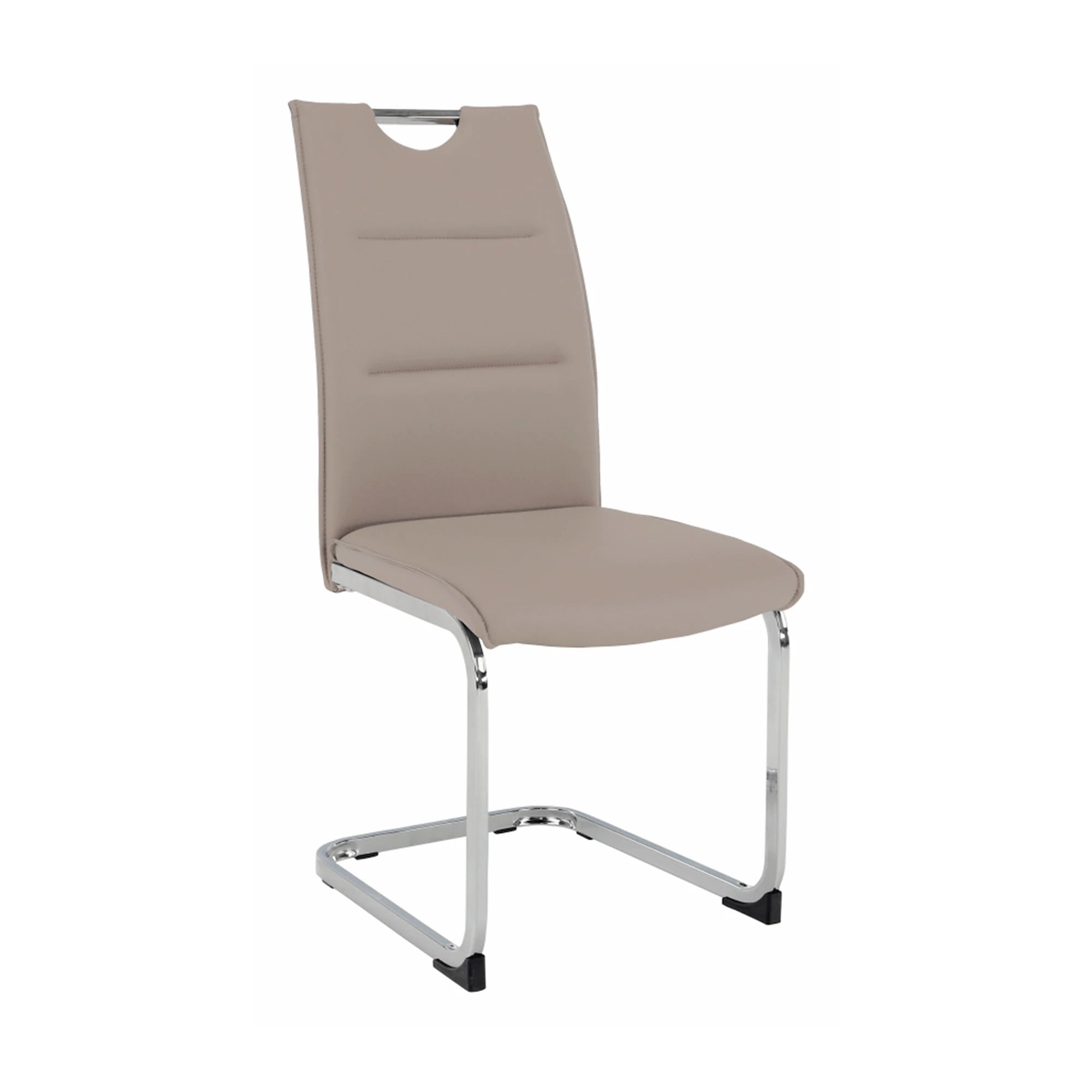 Scaun dining TOSENA, maro deschis/crom, piele ecologica/metal, 44x61x98 cm