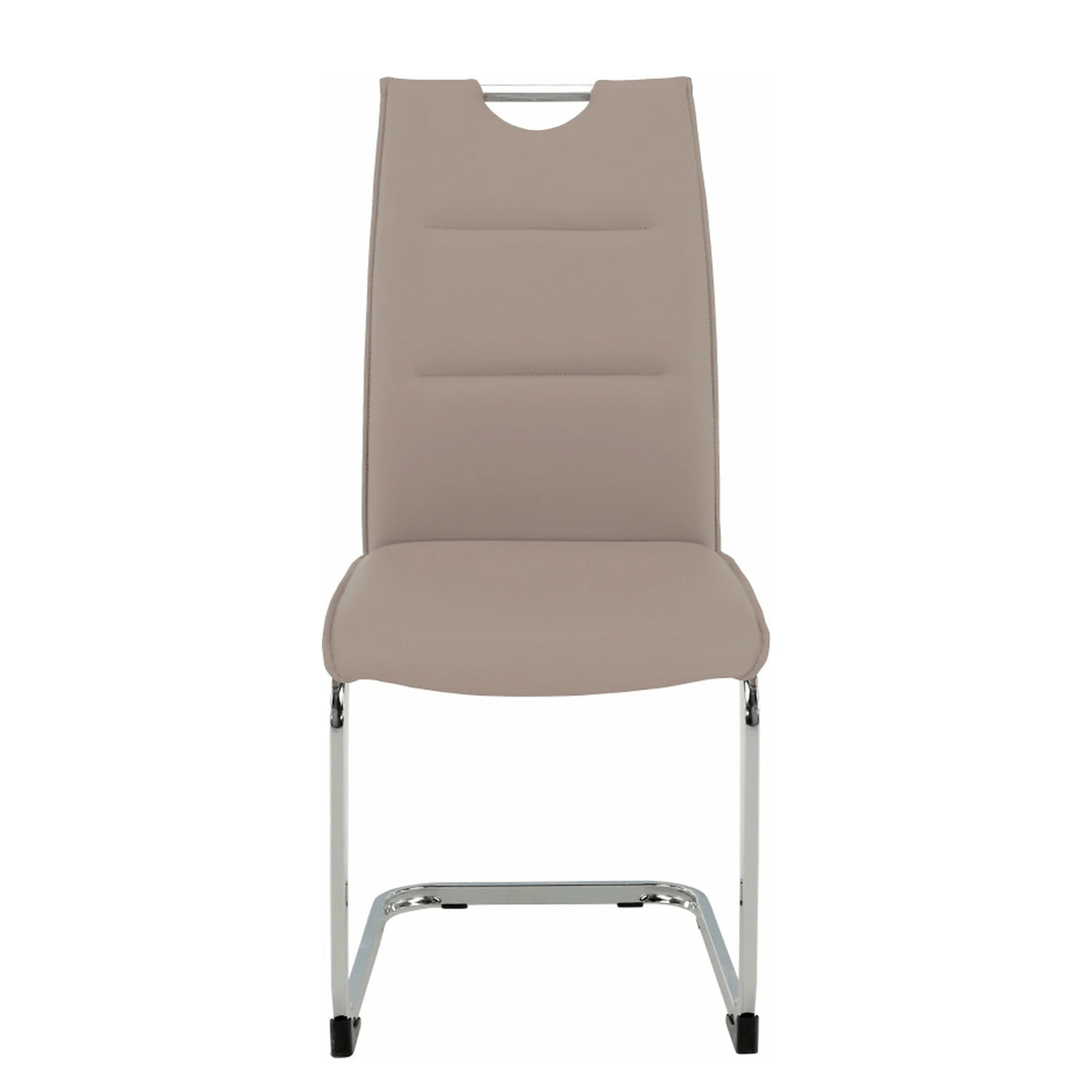 Scaun dining TOSENA, maro deschis/crom, piele ecologica/metal, 44x61x98 cm