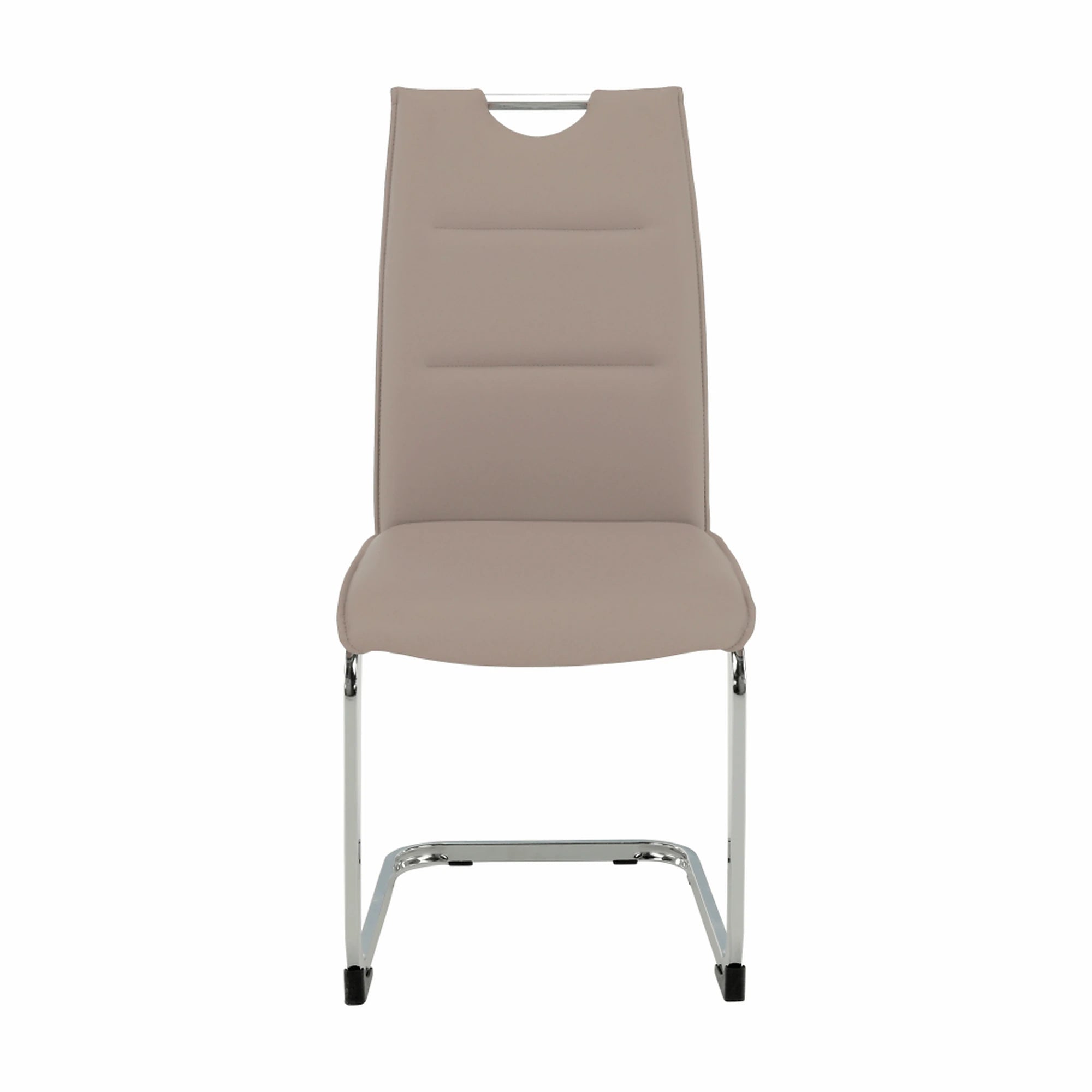 Scaun dining TOSENA, maro deschis/crom, piele ecologica/metal, 44x61x98 cm