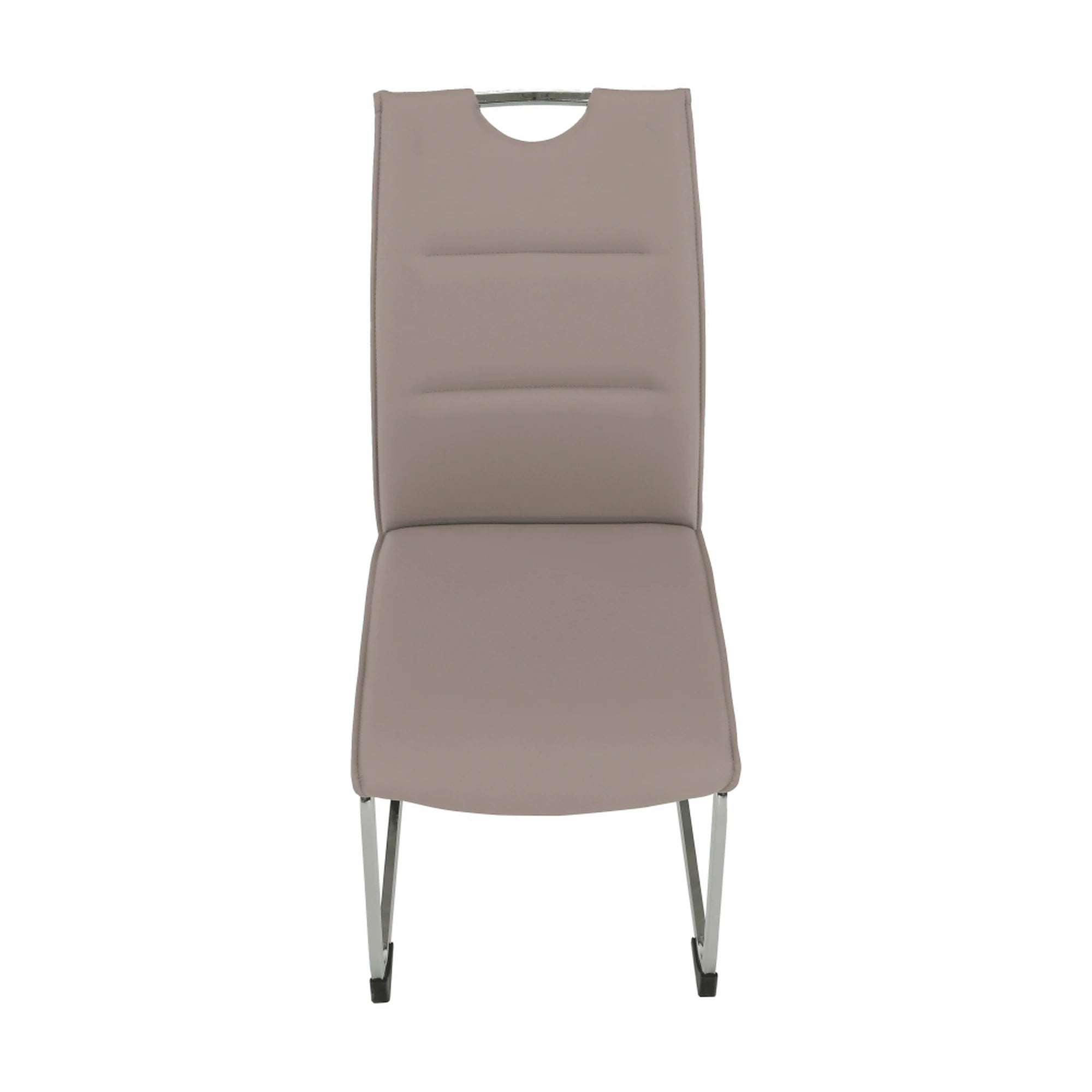 Scaun dining TOSENA, maro deschis/crom, piele ecologica/metal, 44x61x98 cm