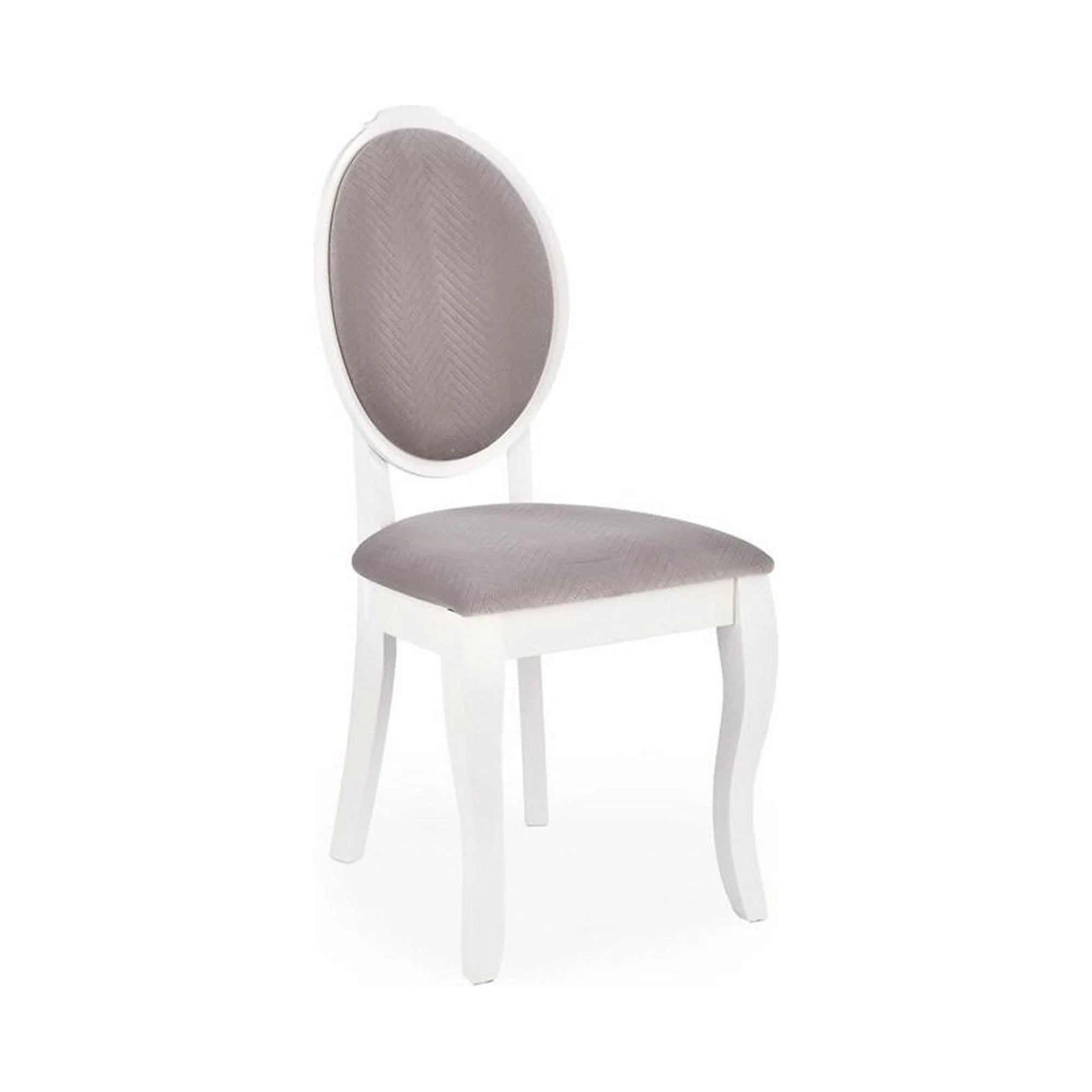 Scaun dining VELO, gri/alb, stofa catifelata/lemn, 44x53x96 cm