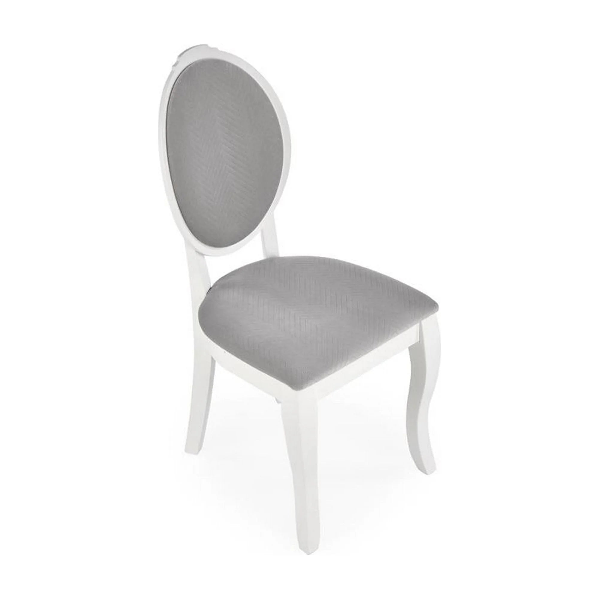 Scaun dining VELO, gri/alb, stofa catifelata/lemn, 44x53x96 cm