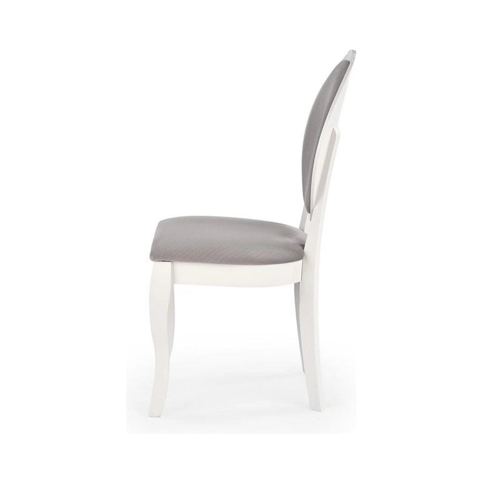 Scaun dining VELO, gri/alb, stofa catifelata/lemn, 44x53x96 cm