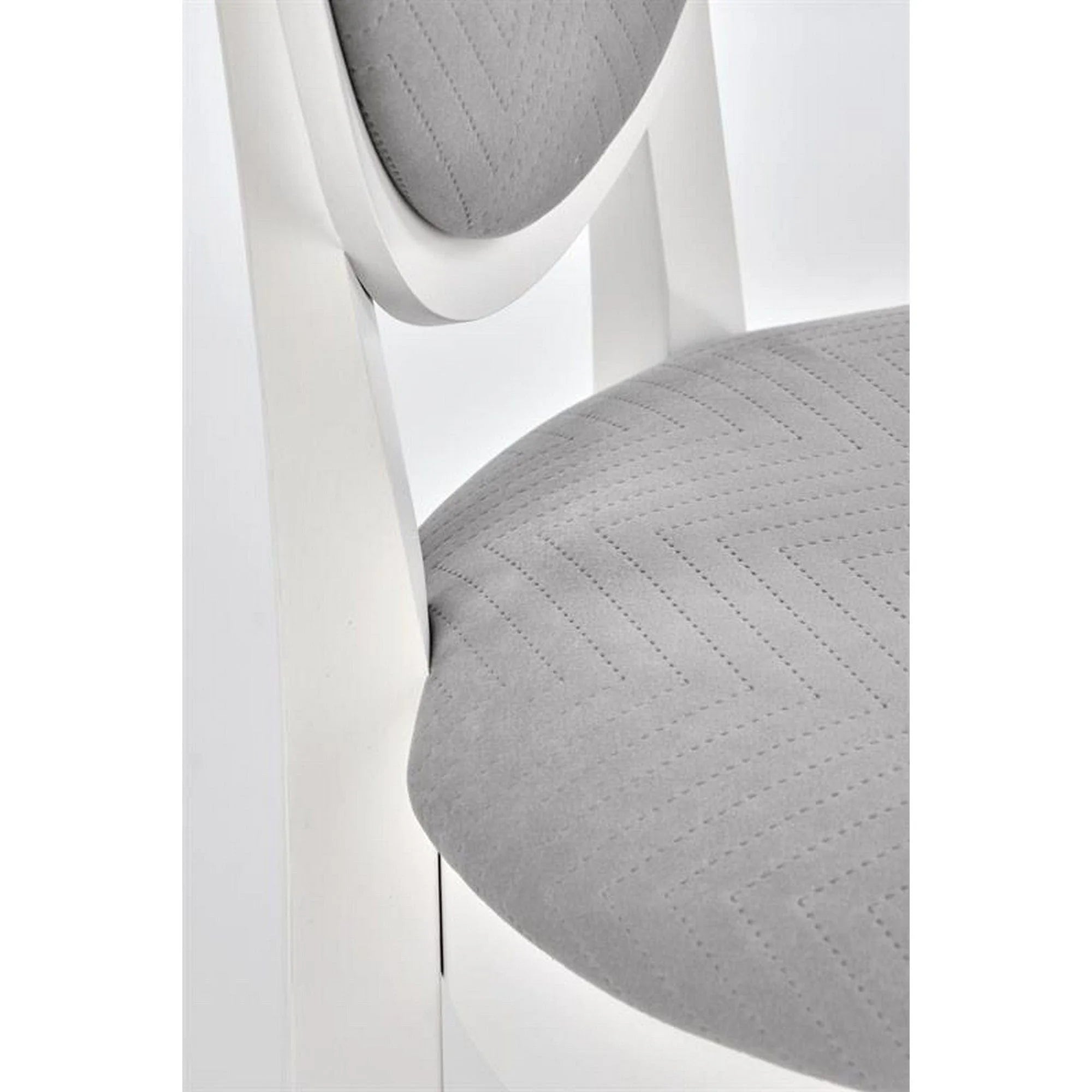Scaun dining VELO, gri/alb, stofa catifelata/lemn, 44x53x96 cm