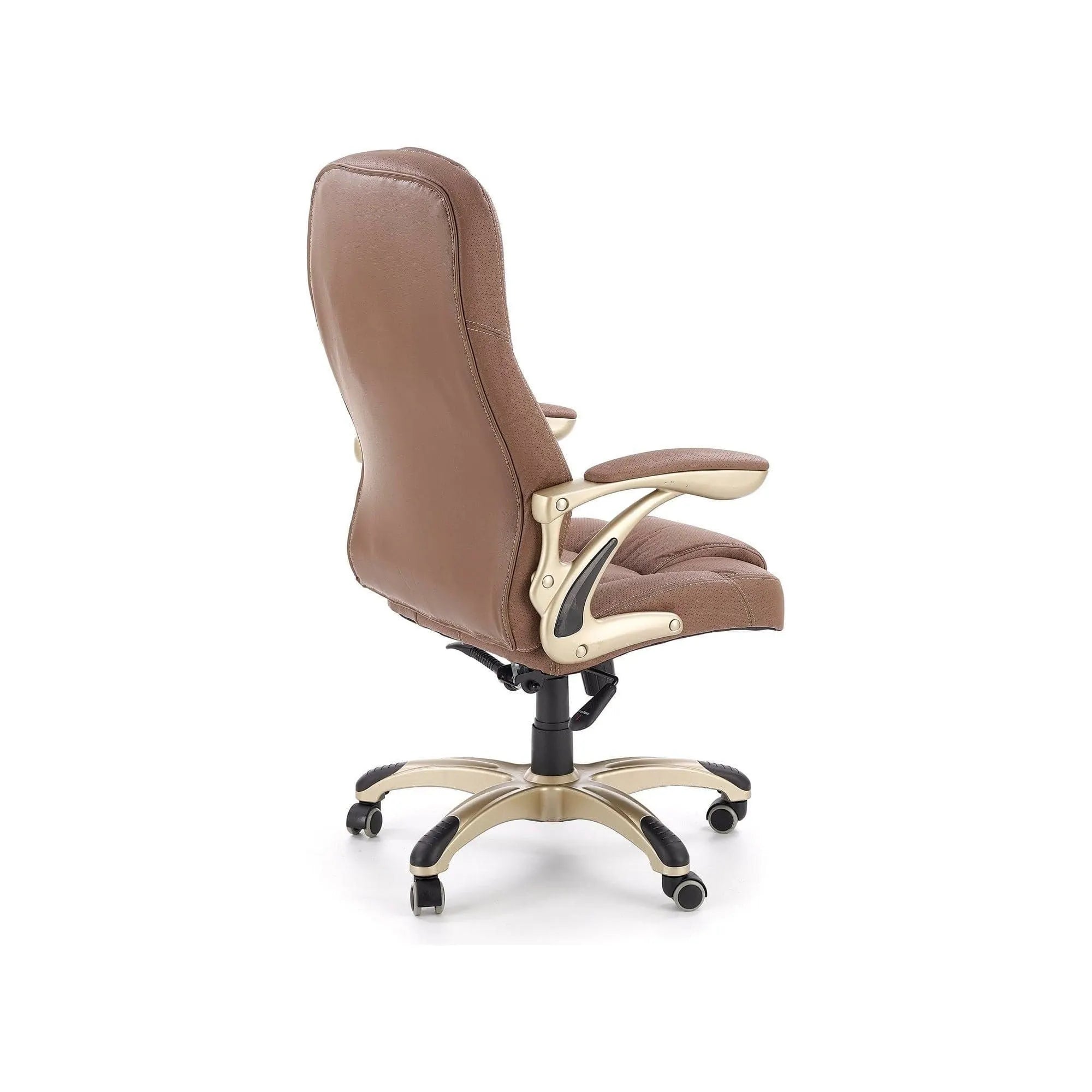 Scaun directorial CARLOS, maro deschis, piele ecologica perforata/metal, 66x70x106/114 cm