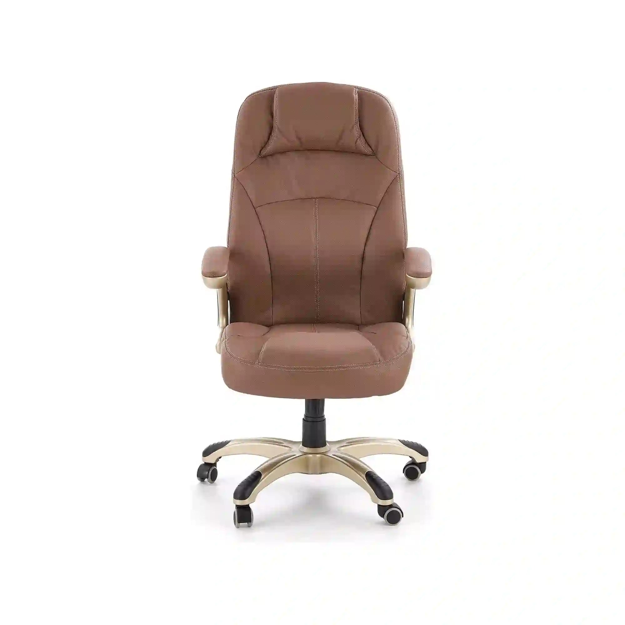 Scaun directorial CARLOS, maro deschis, piele ecologica perforata/metal, 66x70x106/114 cm