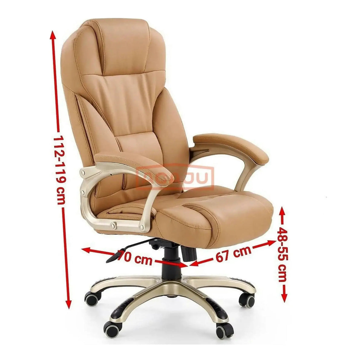 Scaun directorial DESMOND, bej, piele ecologica, 67x70x112/119 cm