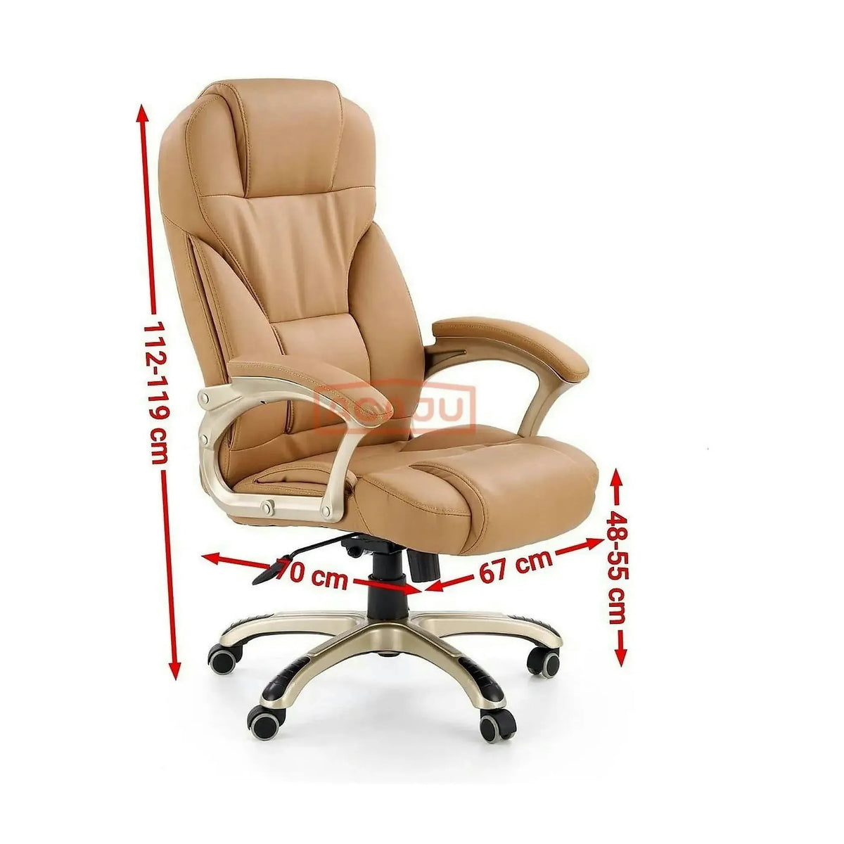Scaun directorial DESMOND, bej, piele ecologica, 67x70x112/119 cm