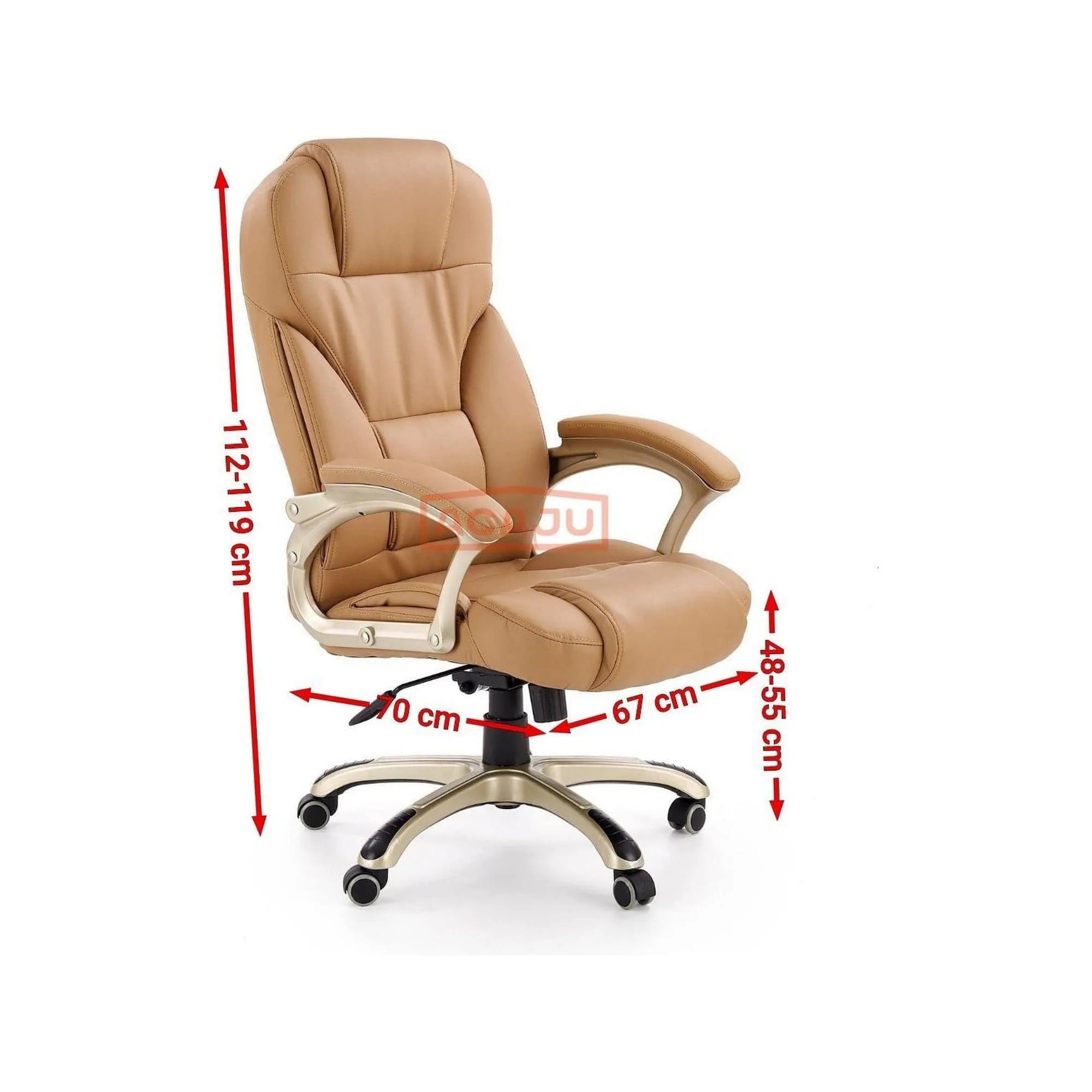 Scaun directorial DESMOND, bej, piele ecologica, 67x70x112/119 cm