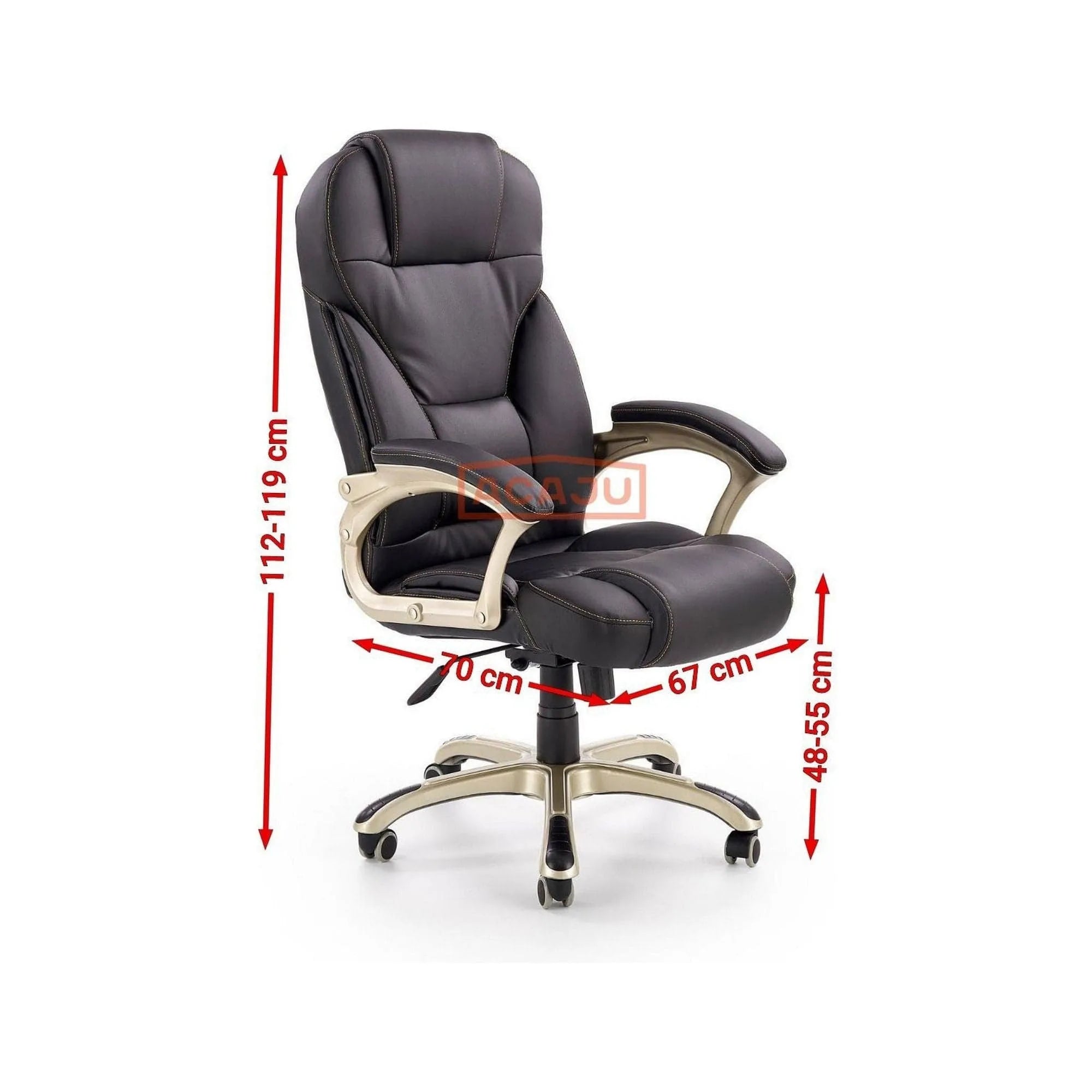 Scaun directorial DESMOND, gri, piele ecologica/cauciuc, 67x70x112/119 cm