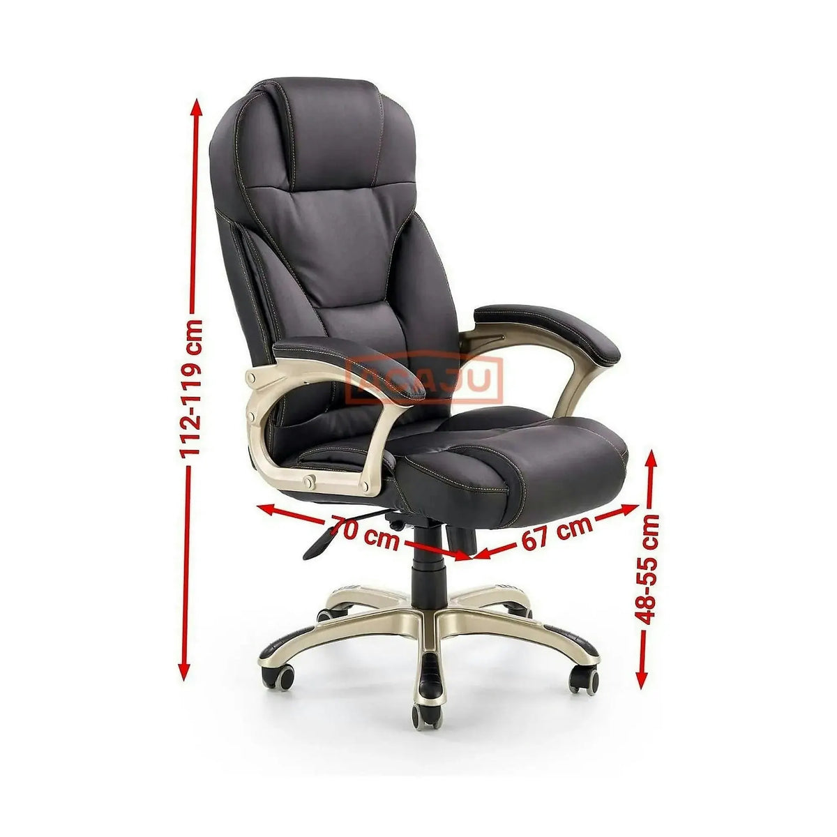 Scaun directorial DESMOND, negru, piele ecologica, 67x70x112/119 cm