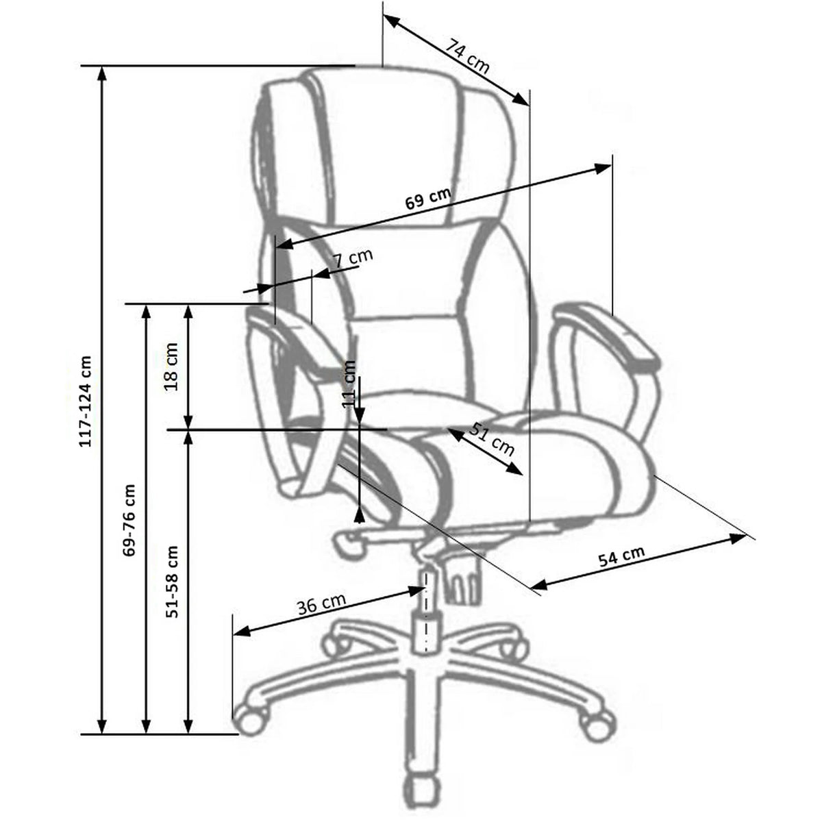 Scaun directorial FOSTER, maro inchis, piele ecologica/metal/PVC, 68x54x118/125 cm