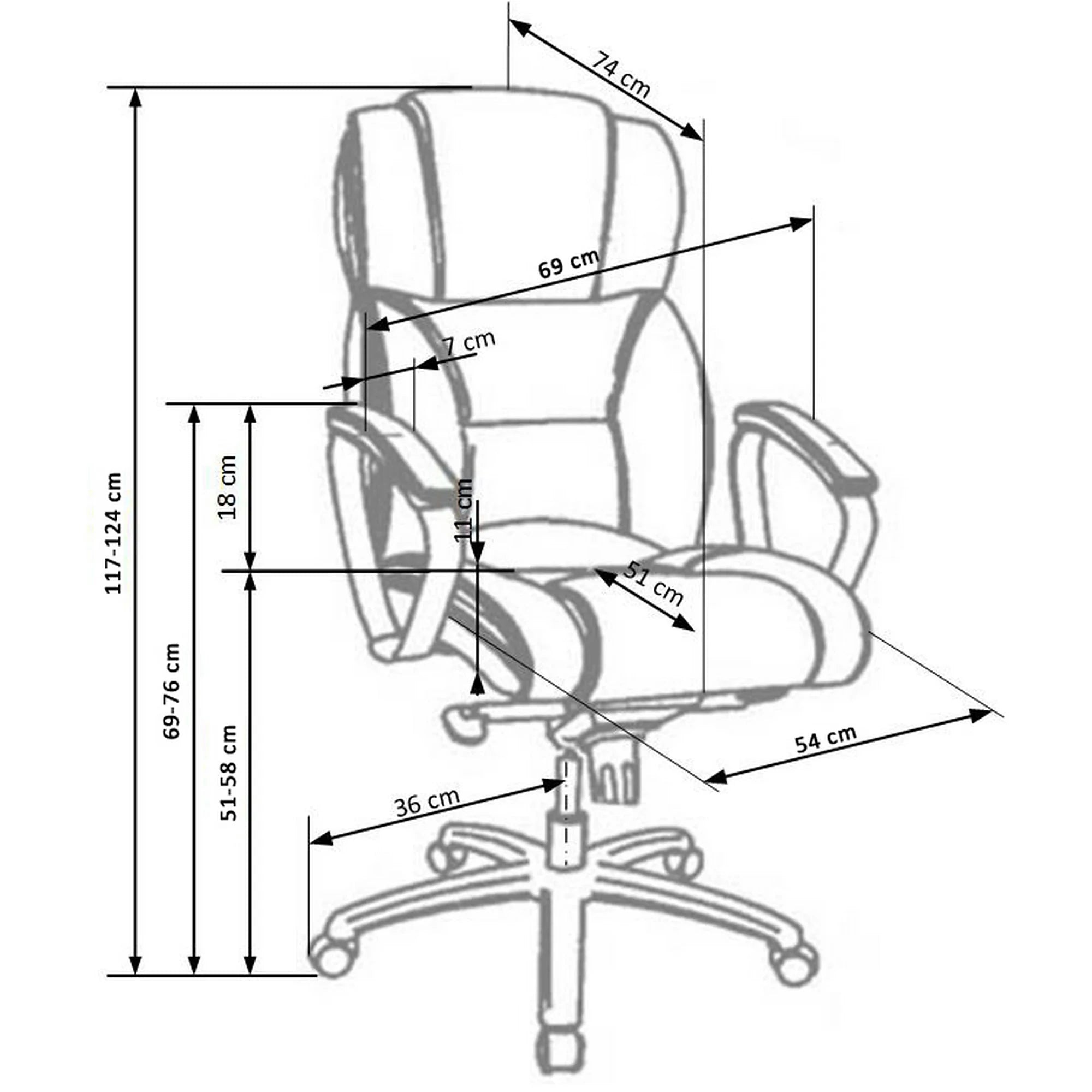 Scaun directorial FOSTER, maro inchis, piele ecologica/metal/PVC, 68x54x118/125 cm