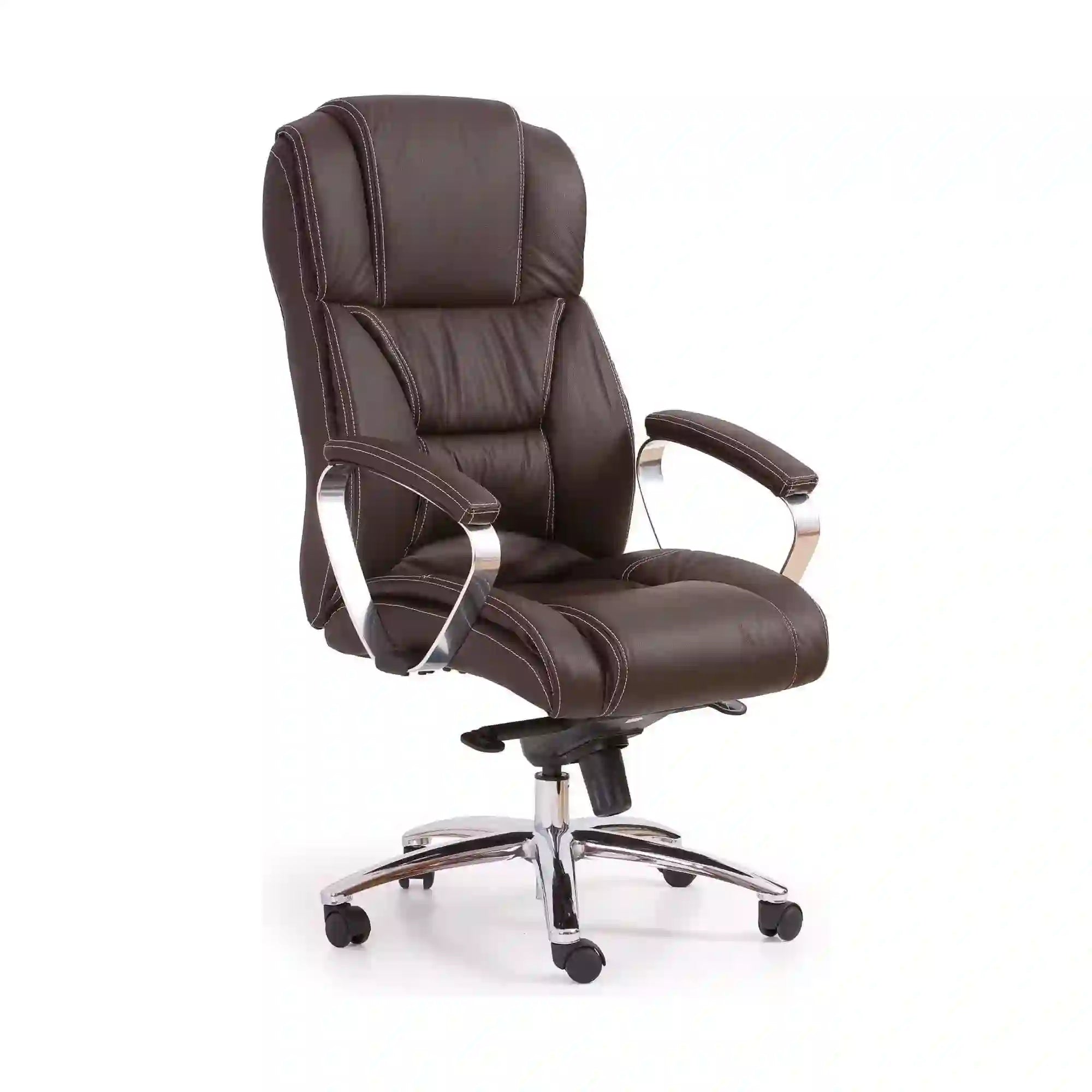 Scaun directorial FOSTER, maro inchis, piele ecologica/metal/PVC, 68x54x118/125 cm