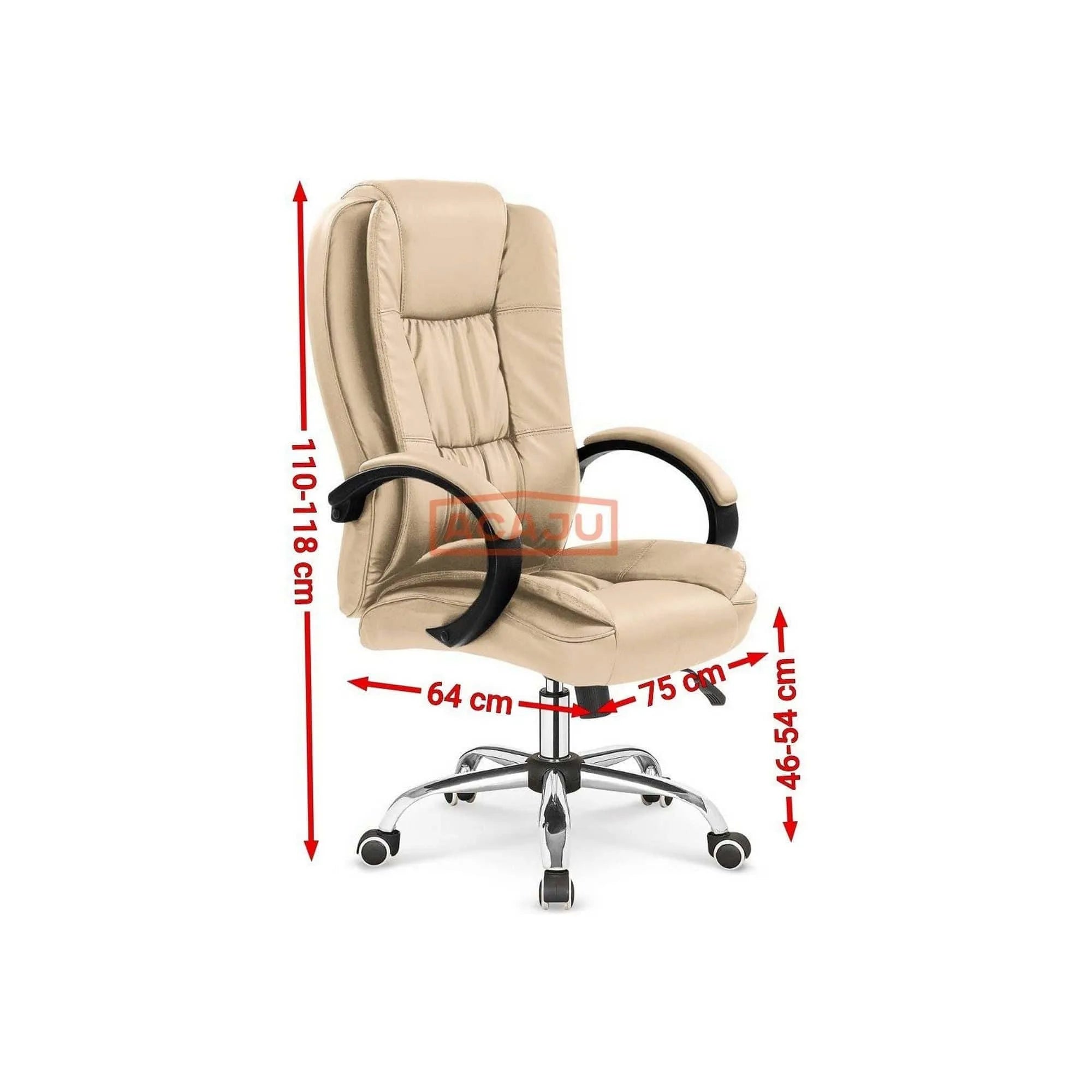 Scaun directorial RELAX, bej, piele ecologica, 64x75x110/118 cm