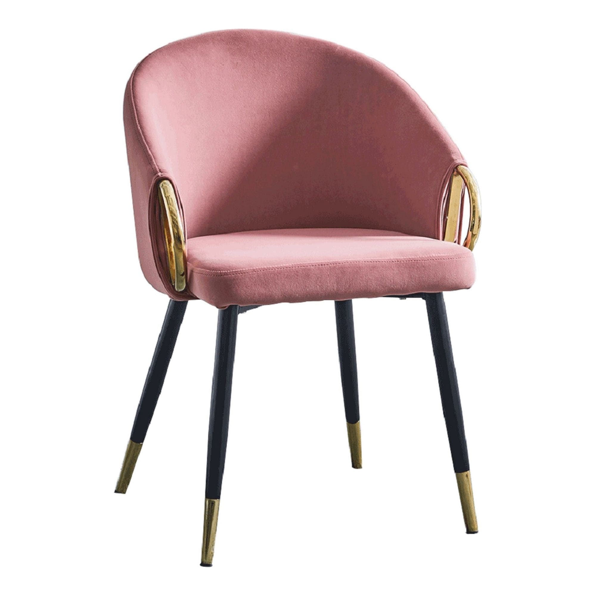 Scaun DONKO, metal/stofa catifelata, roz/auriu-negru, 55x56x78 cm