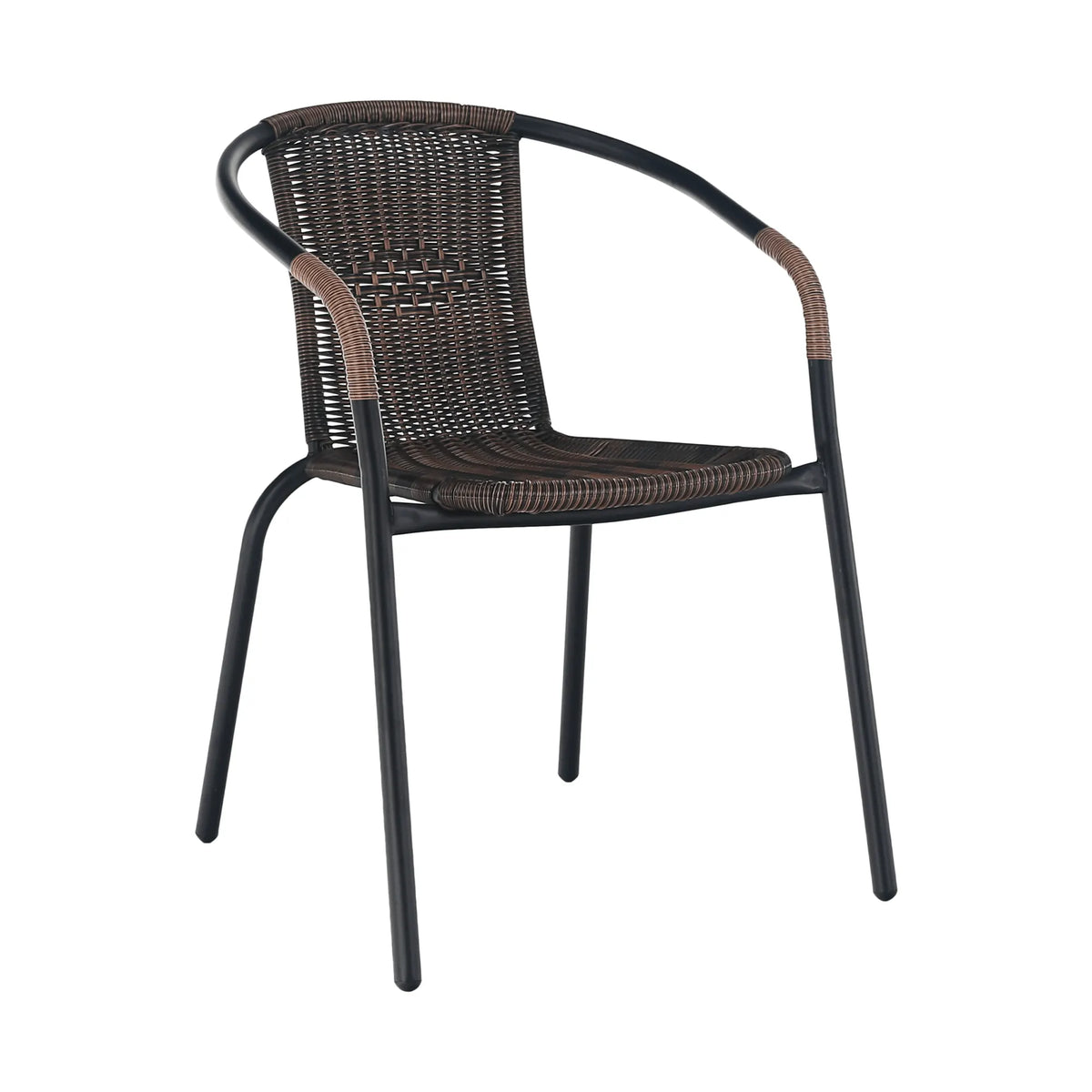 Scaun DOREN, maro/negru, rattan sintetic/metal, 53x63x72 cm