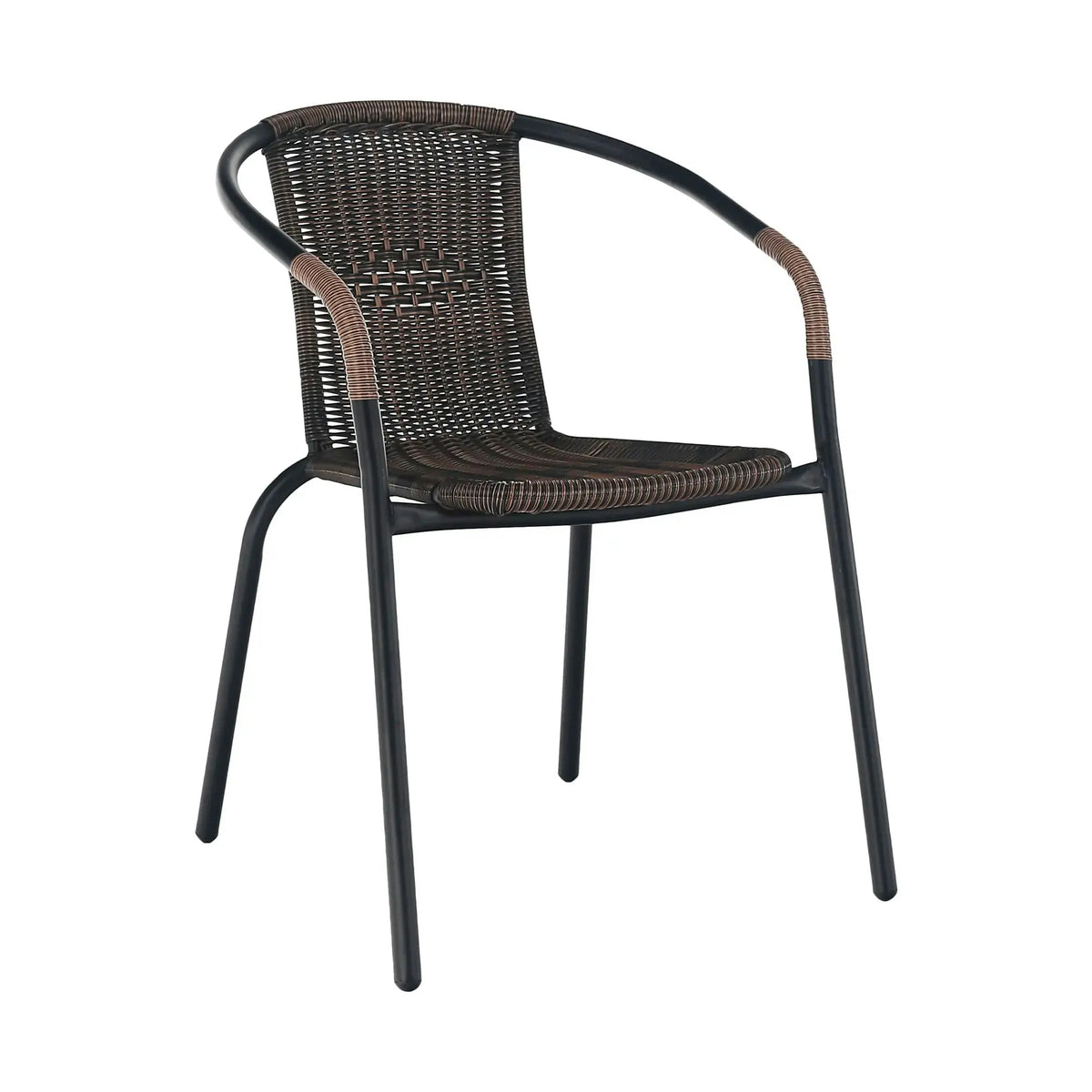 Scaun DOREN, maro/negru, rattan sintetic/metal, 53x63x72 cm