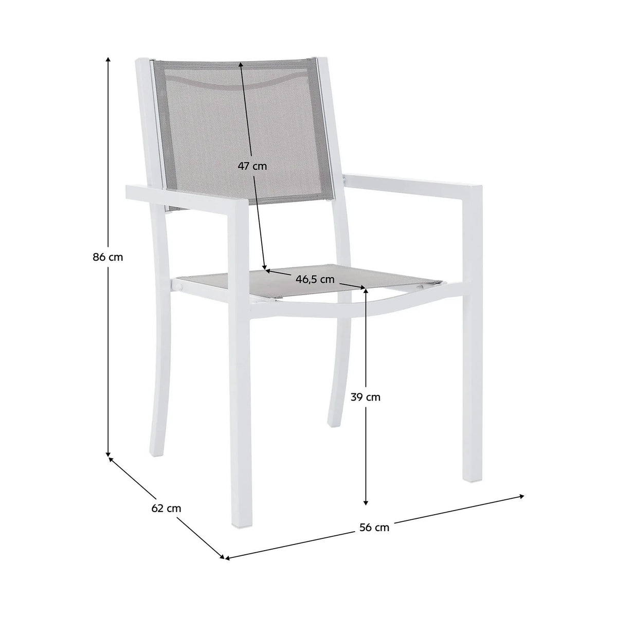 Scaun DORIO, gri deschis/alb, material textil/otel, 56x62x86 cm