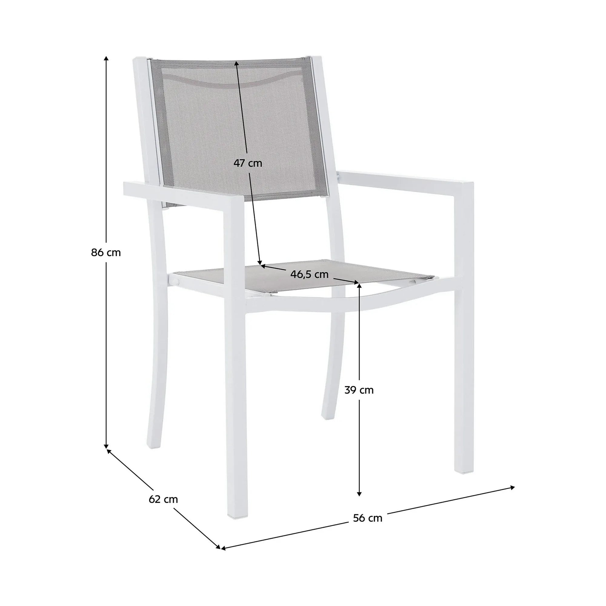 Scaun DORIO, gri deschis/alb, material textil/otel, 56x62x86 cm