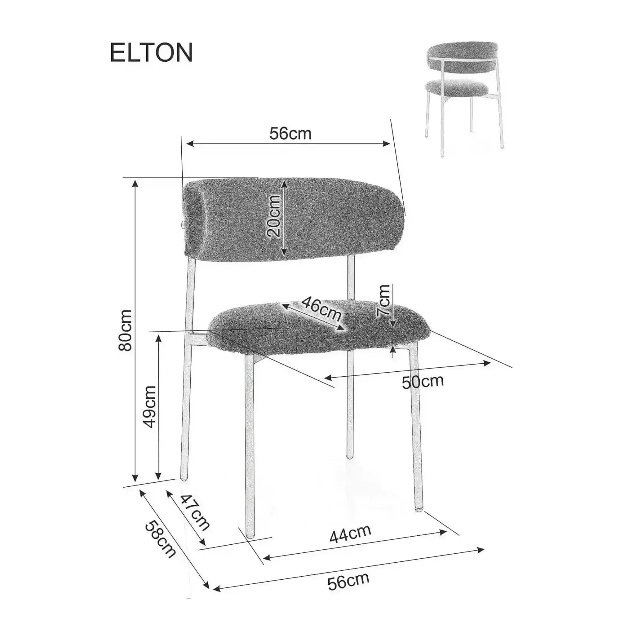 Scaun ELTON, bej inchis - Raven 30/auriu, stofa clasica/metal, 56x58x80 cm