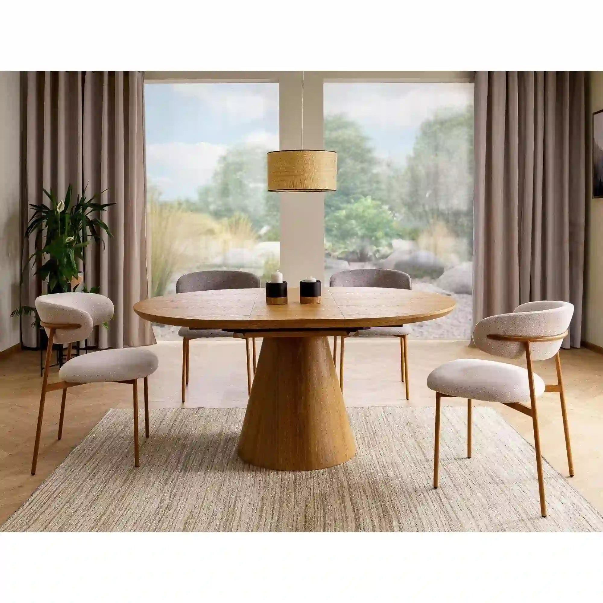 Scaun ELTON D, bej deschis - Brego 22/stejar, stofa clasica/metal, 56x46x80 cm