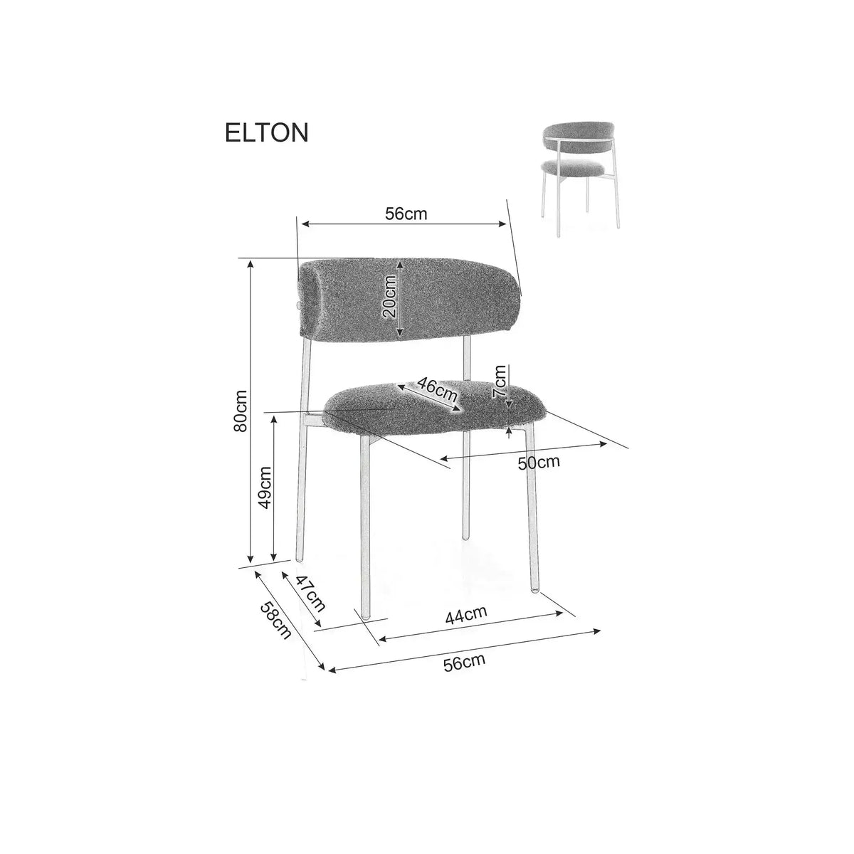 Scaun ELTON D, bej/stejar, stofă clasică/metal, 56x46x80 cm