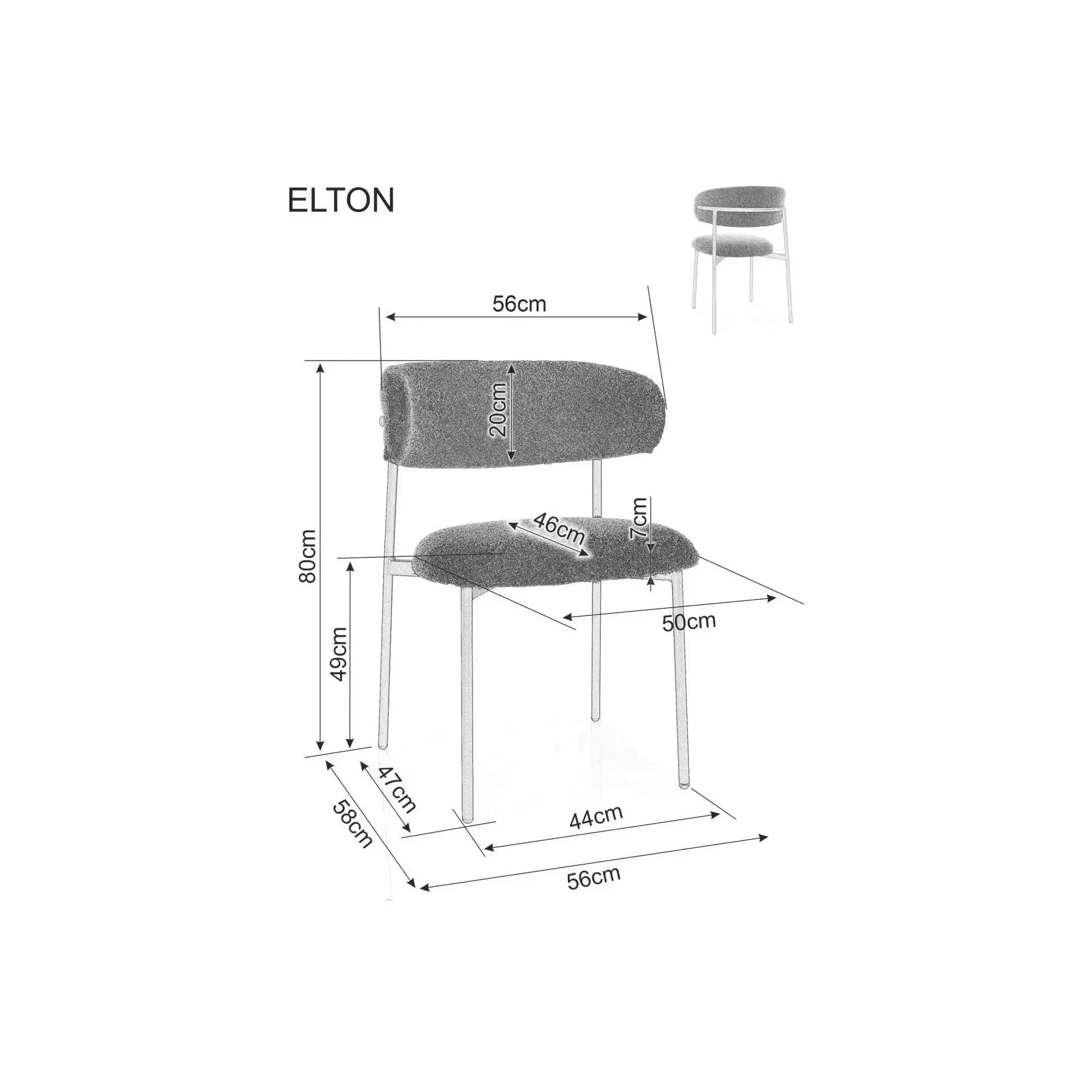 Scaun ELTON D, gri - Brego 07/stejar, stofa clasica/metal, 56x58x80 cm
