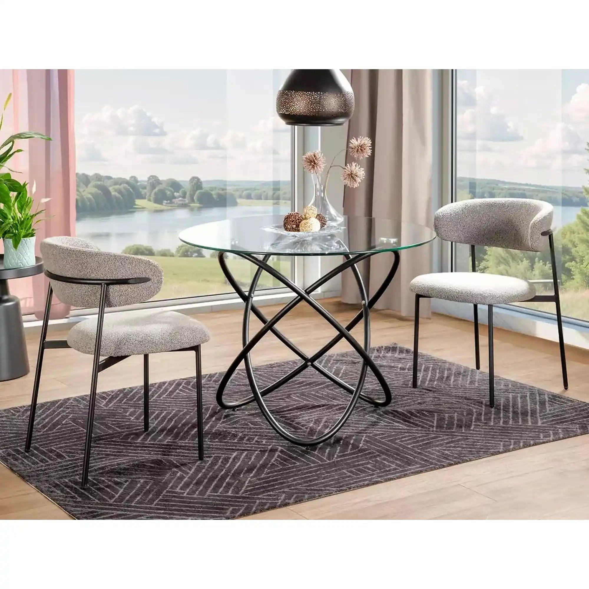 Scaun ELTON, gri/negru, stofa/metal, 56x46x80 cm